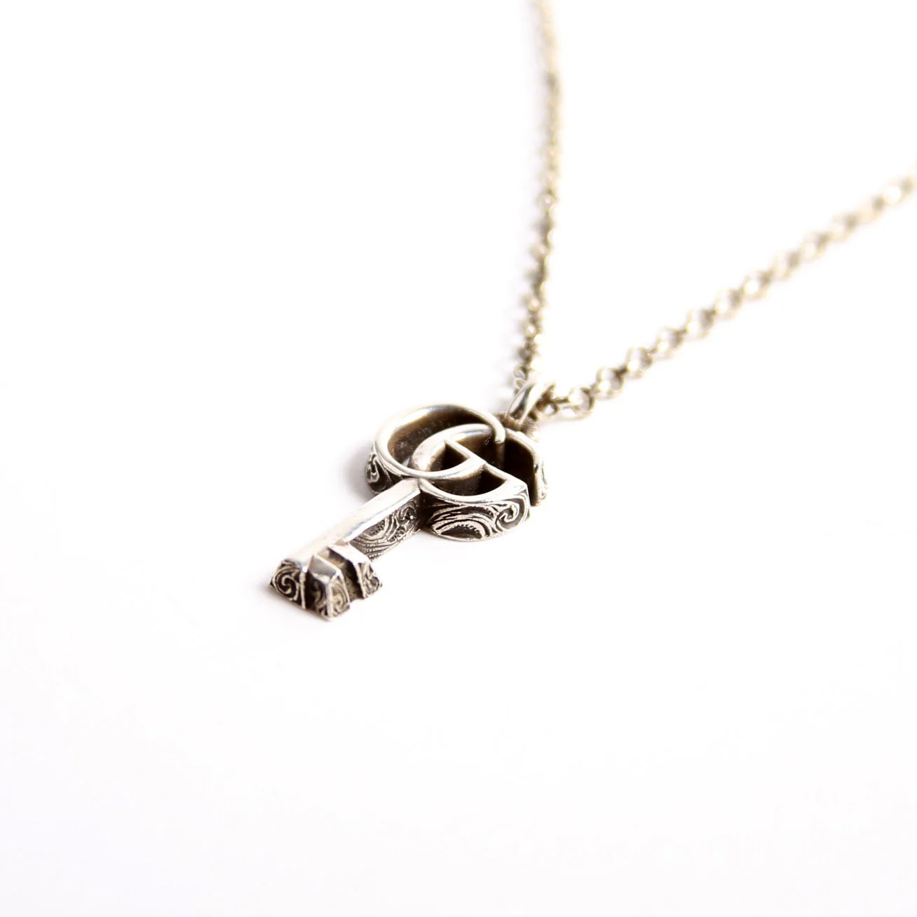 Double G Key Pendant Necklace 925 - Image 4
