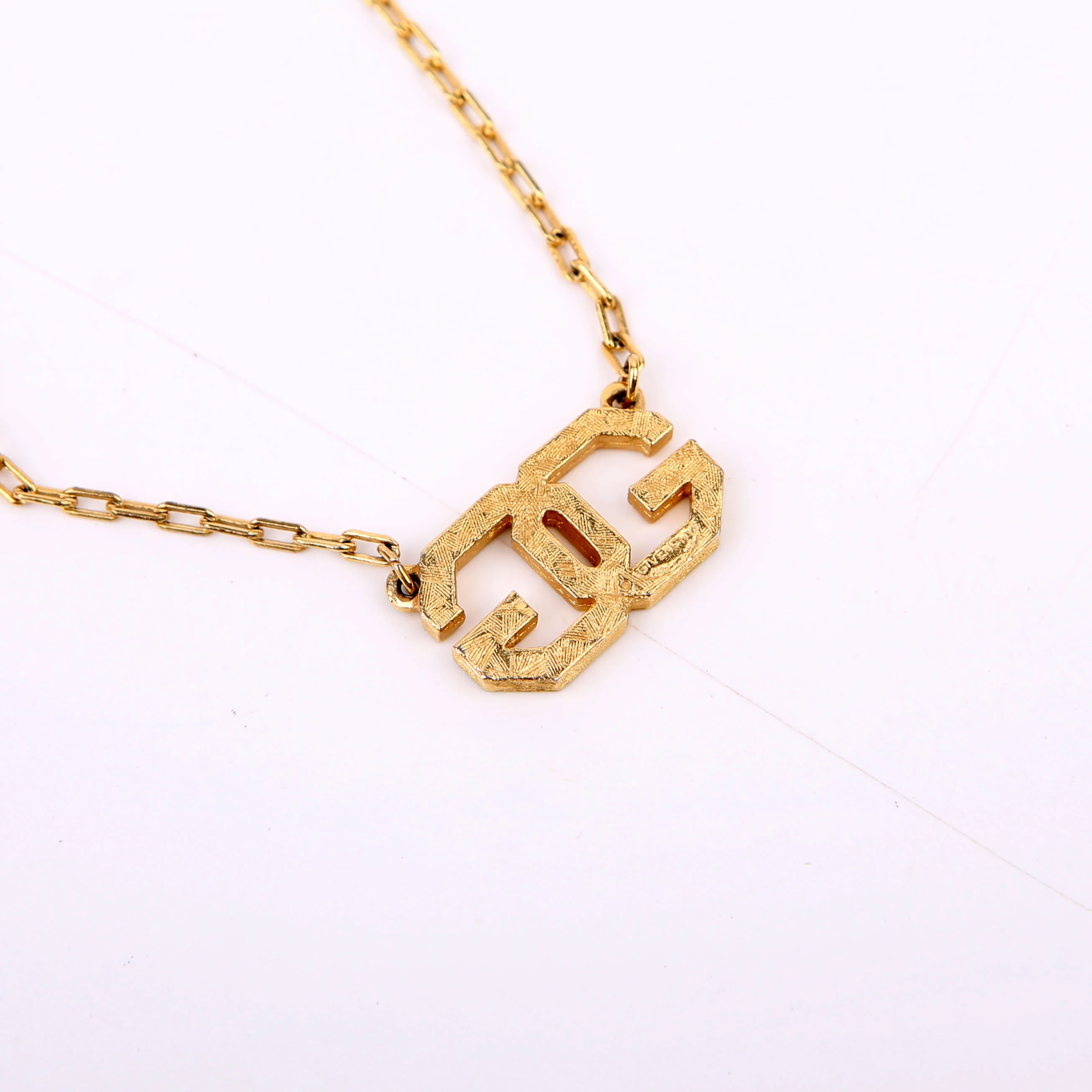 Double G Pendant Vintage Necklace Gold - Image 2