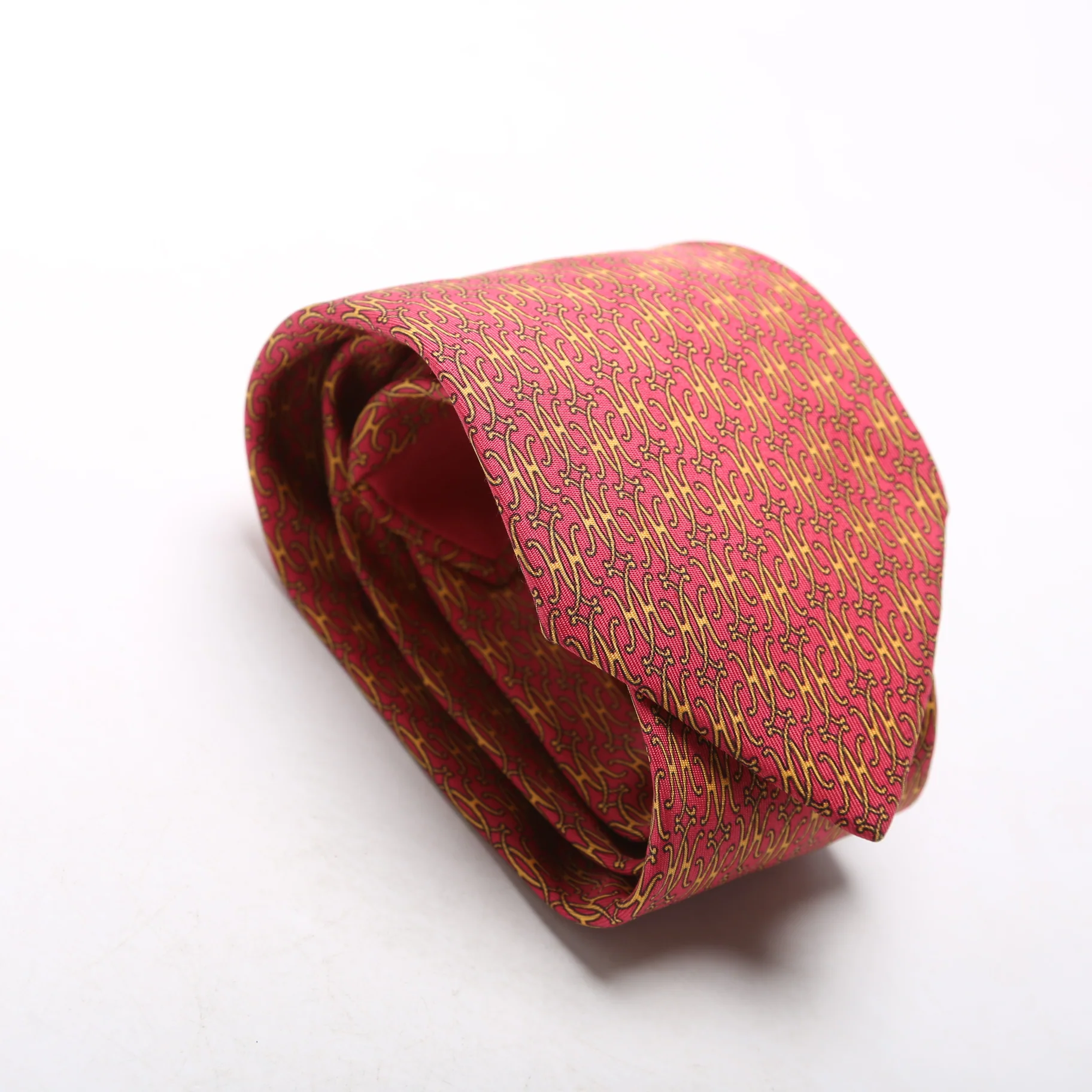 Double H Print Silk Tie Red/Yellow - Image 2