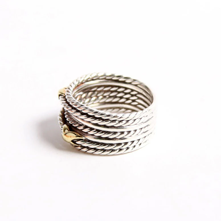 Double X Crossover Ring 925/750 Size 9.5 - Image 2