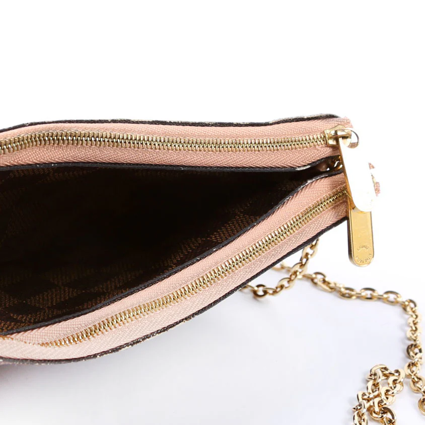 Double Zip Pochette Damier Ebene Pink - Image 10