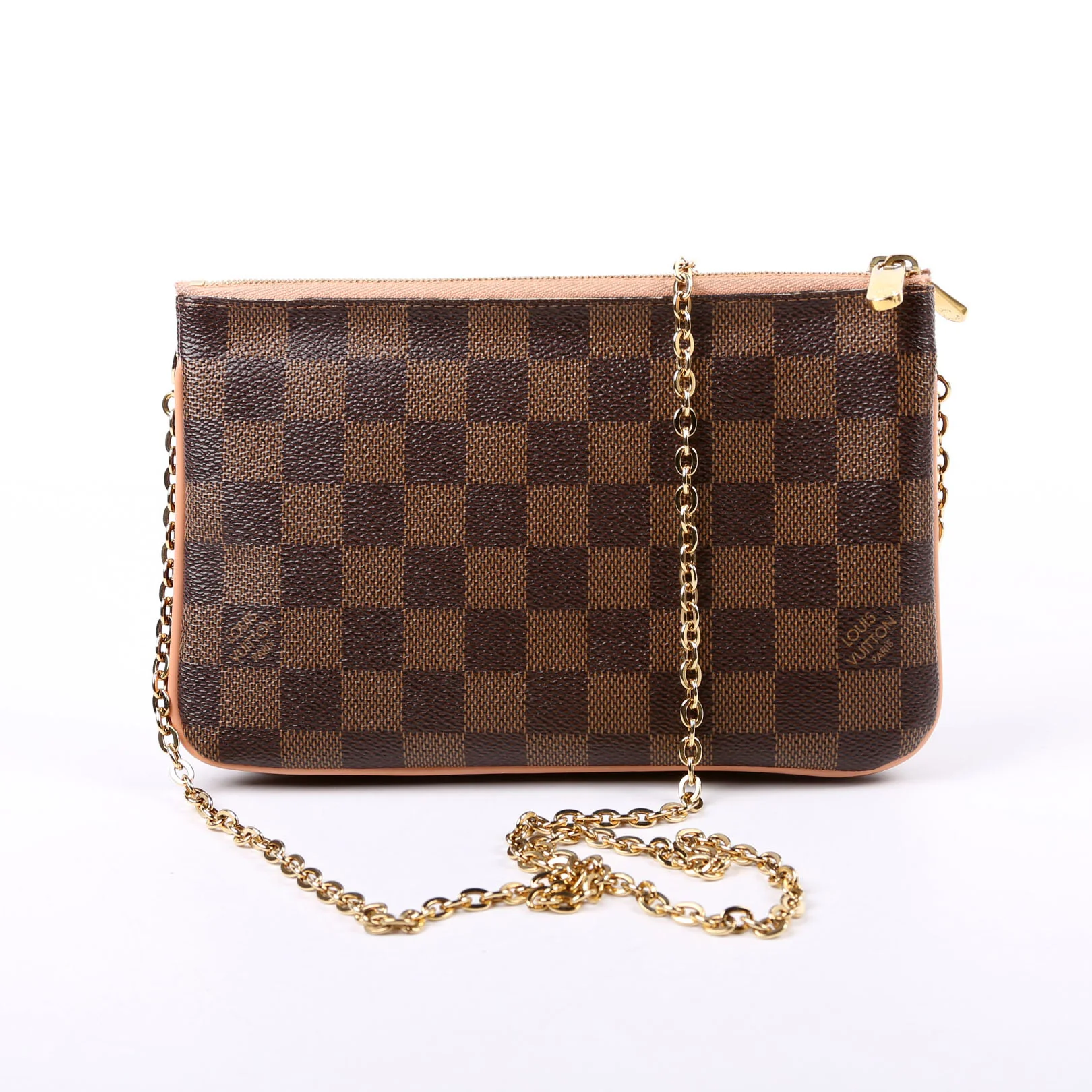 Double Zip Pochette Damier Ebene Pink - Image 2