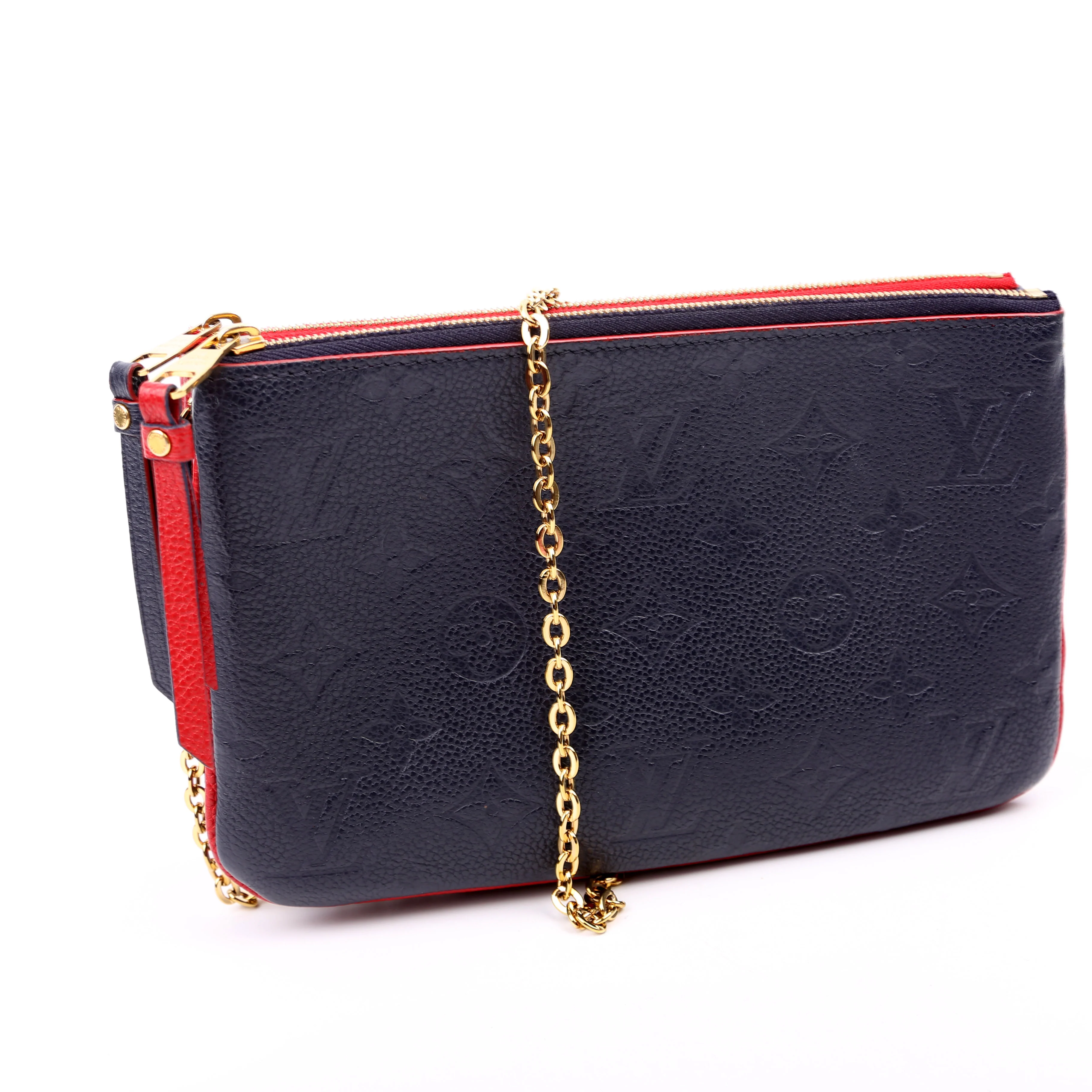 Double Zip Pochette Empreinte Red/Navy - Image 2