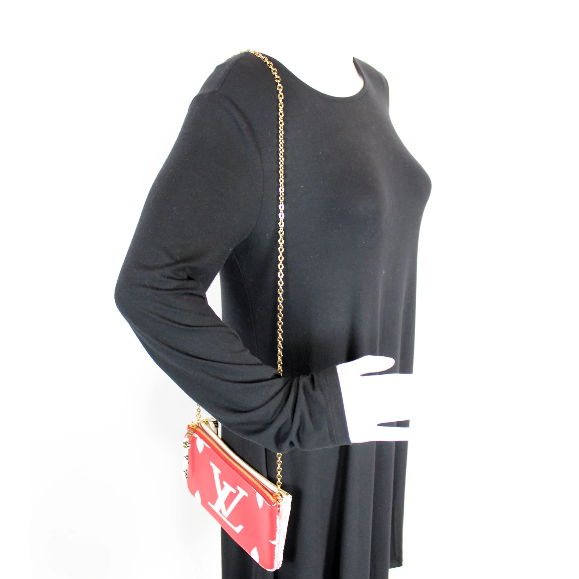 Double Zip Pochette Giant Monogram Rouge - Image 11