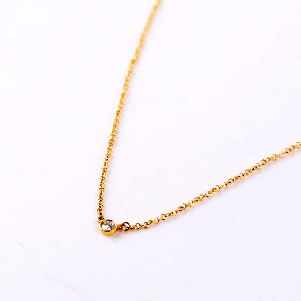 Elsa Peretti Single Diamond By the Yard Necklace 750 - Image 4