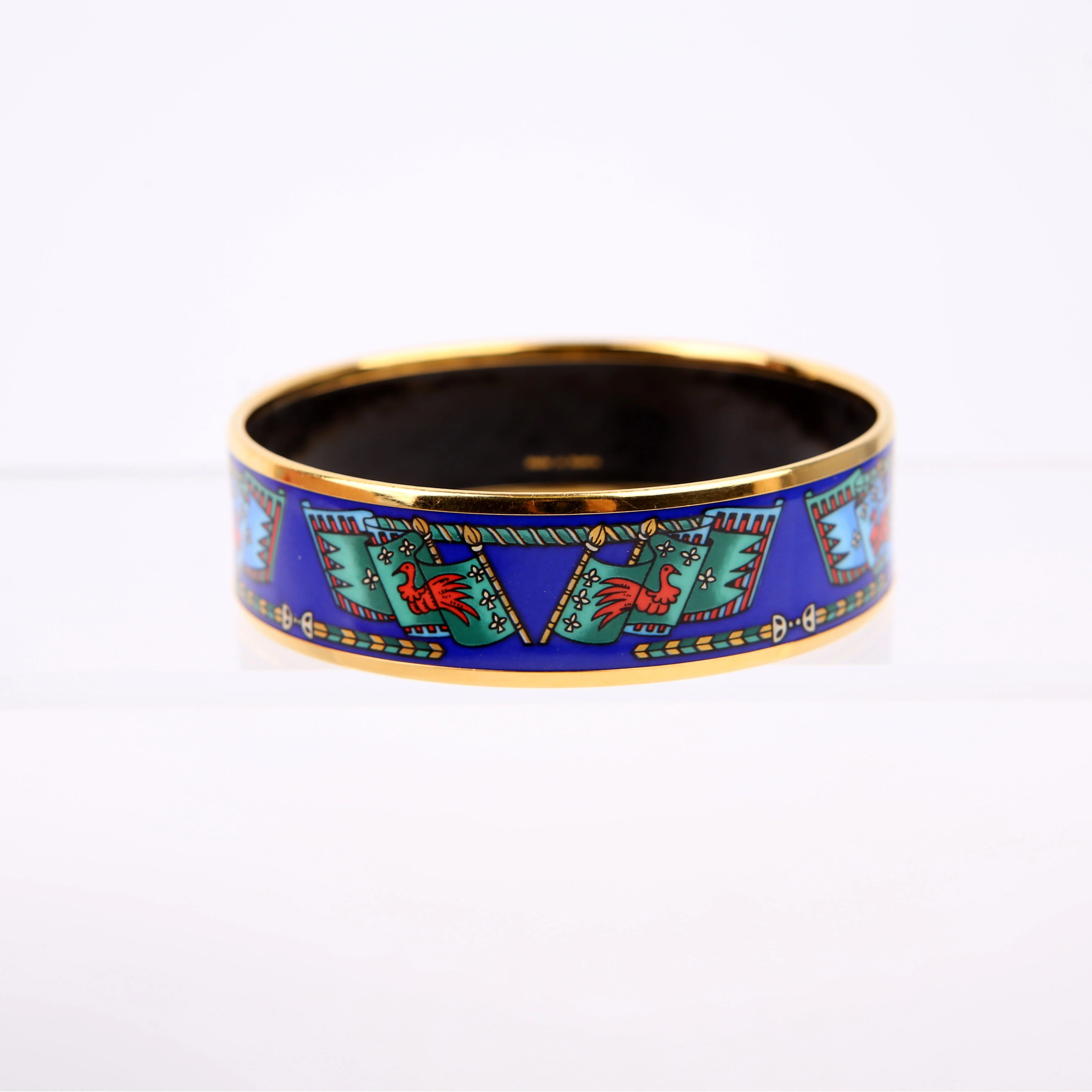 Enamel Wide Bangle Bracelet Blue/Gold - Image 3