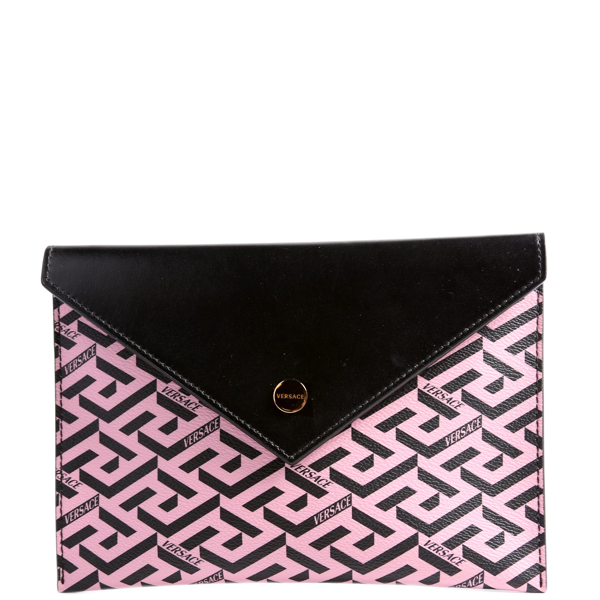 Envelope Pouch 3-Piece Set Greca Print Canvas Multicolor/Black