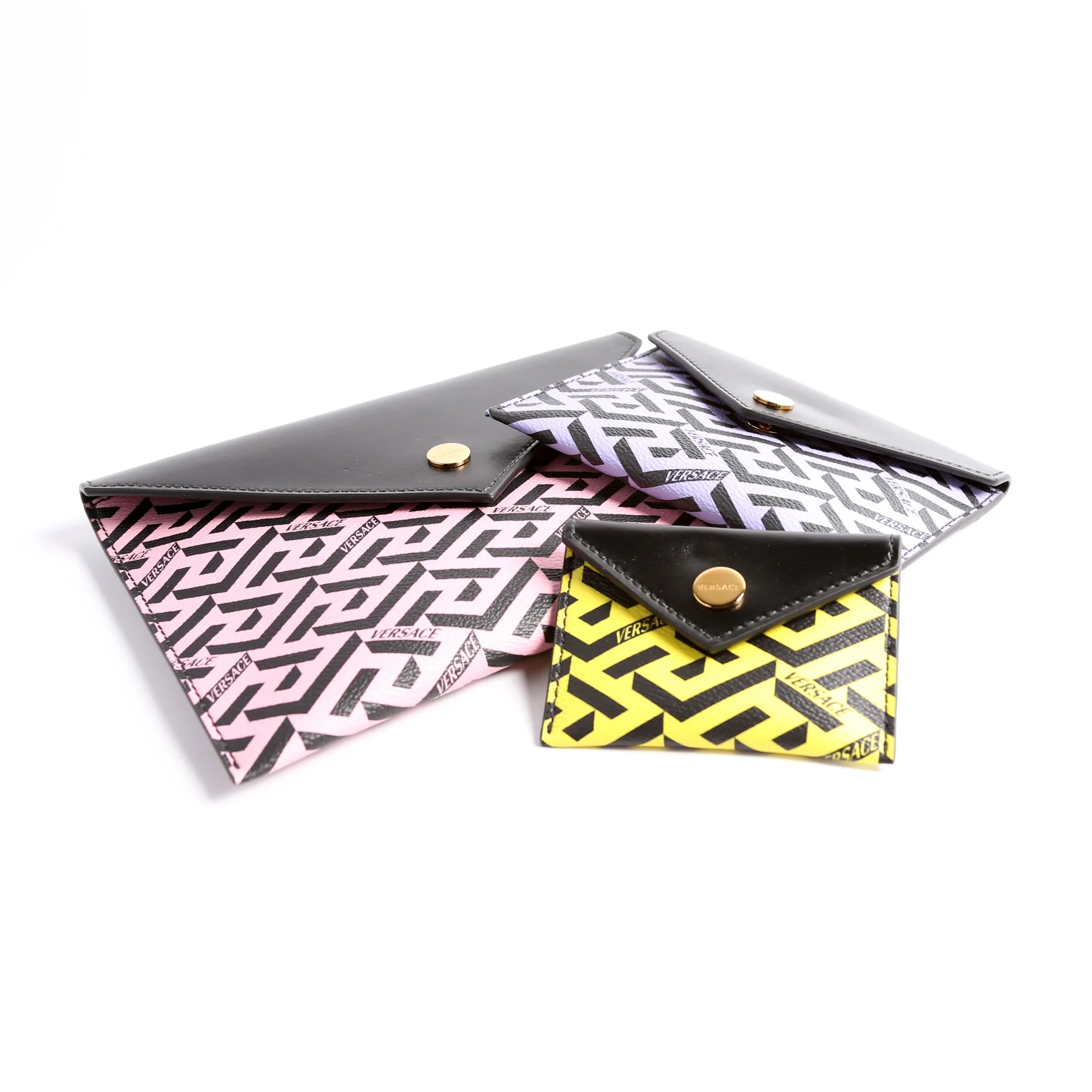 Envelope Pouch 3-Piece Set Greca Print Canvas Multicolor/Black - Image 11