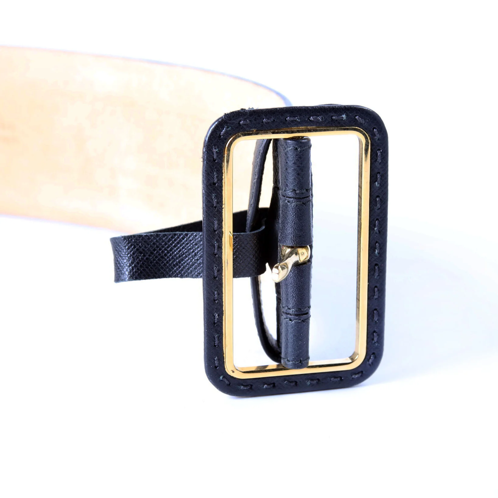 Extra Wide Saffiano Leather Belt Size 90/36 Black - Image 7