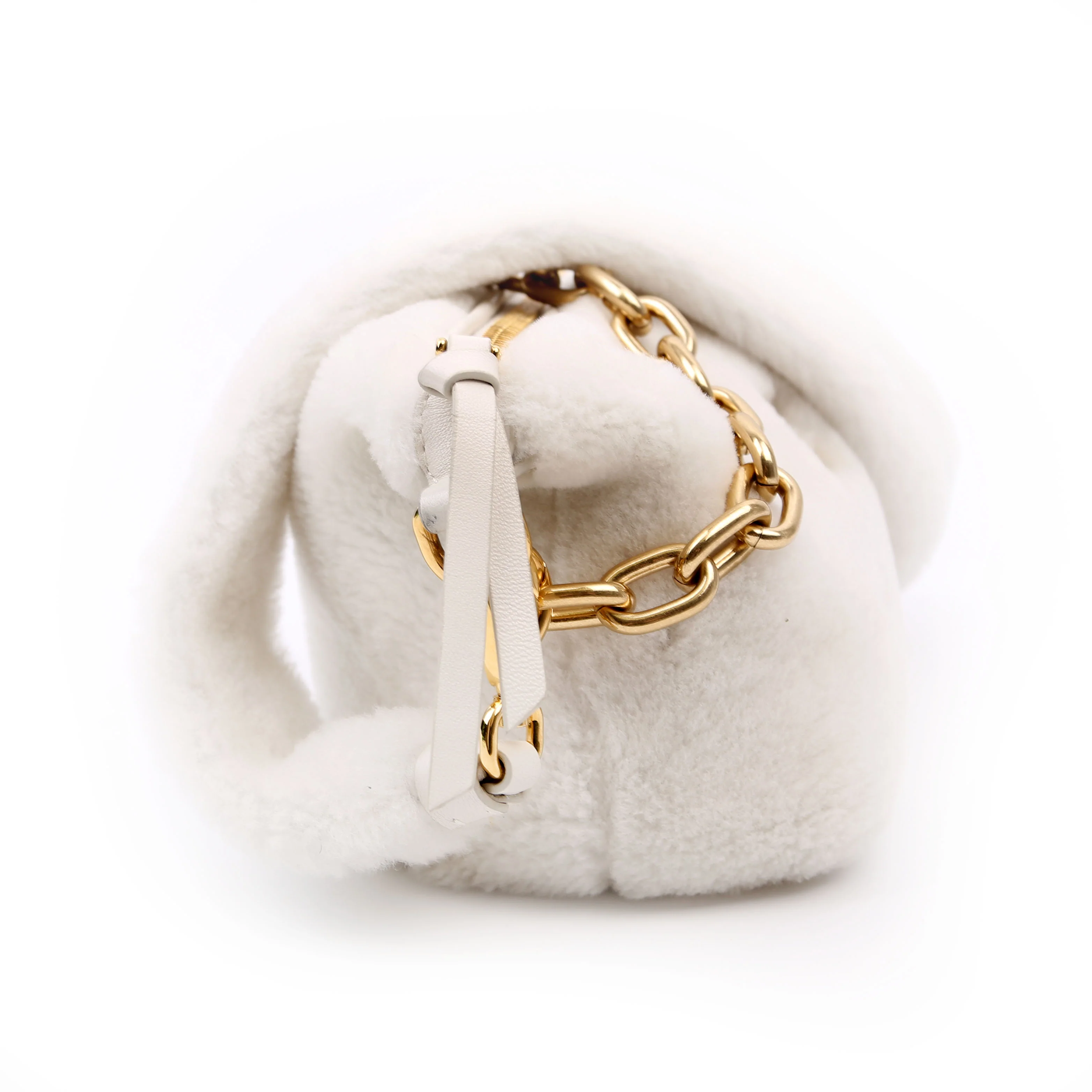 Faux Fur Chain Shoulder White/Gold - Image 3