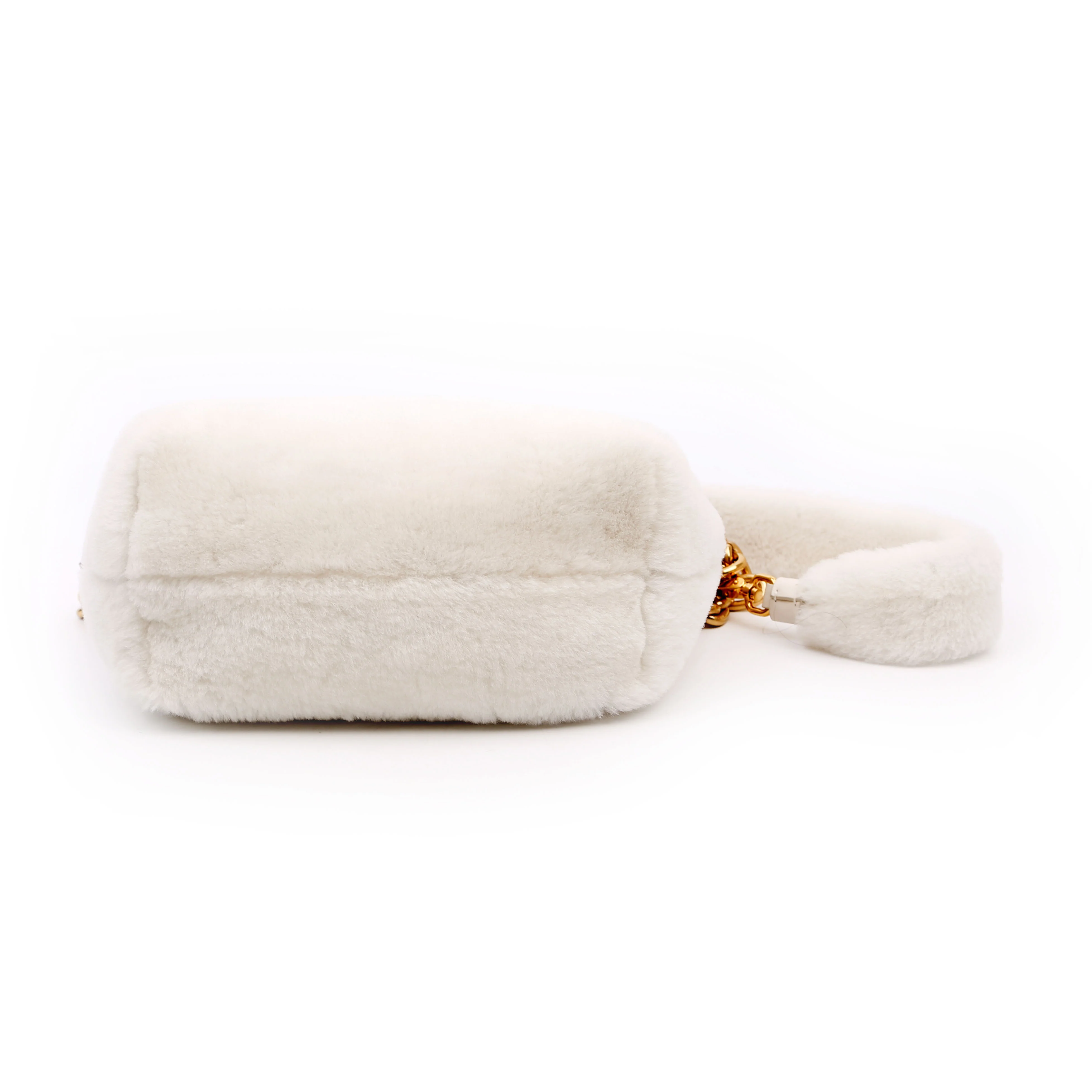 Faux Fur Chain Shoulder White/Gold - Image 5