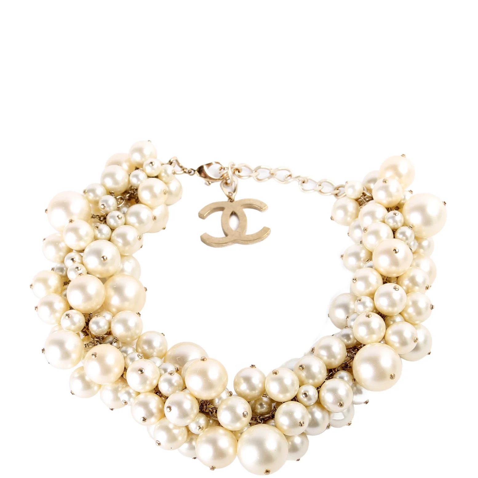 Faux Pearl Cluster Necklace