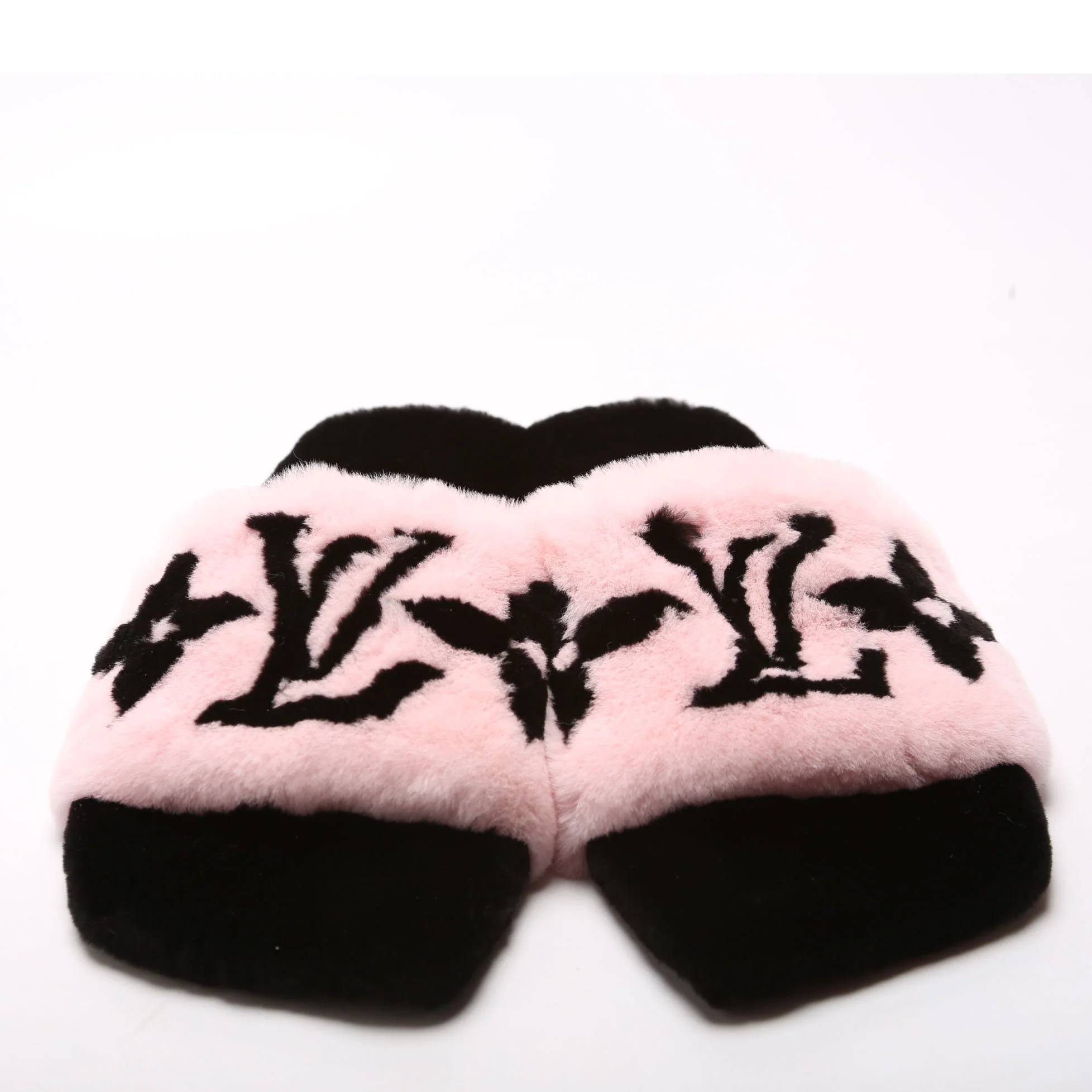 Fay Flat Mules Mink Fur Size 39 Black/Pink - Image 2