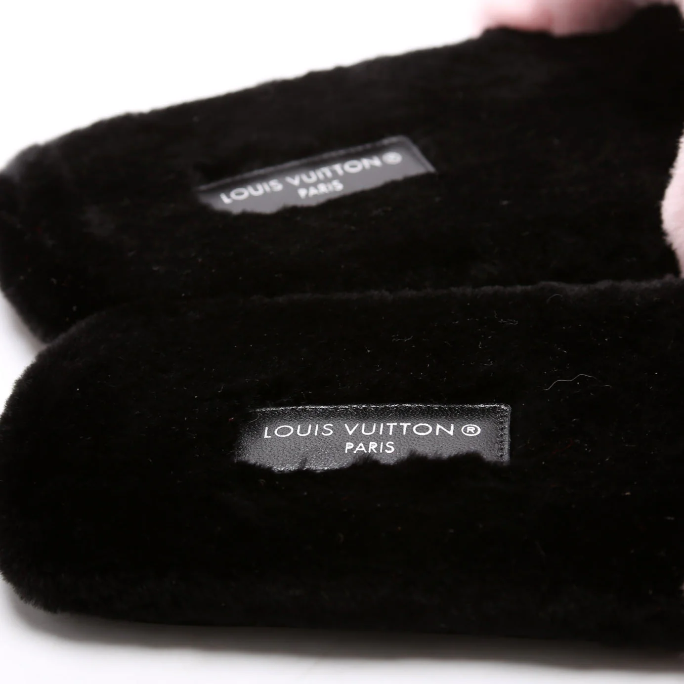 Fay Flat Mules Mink Fur Size 39 Black/Pink - Image 4