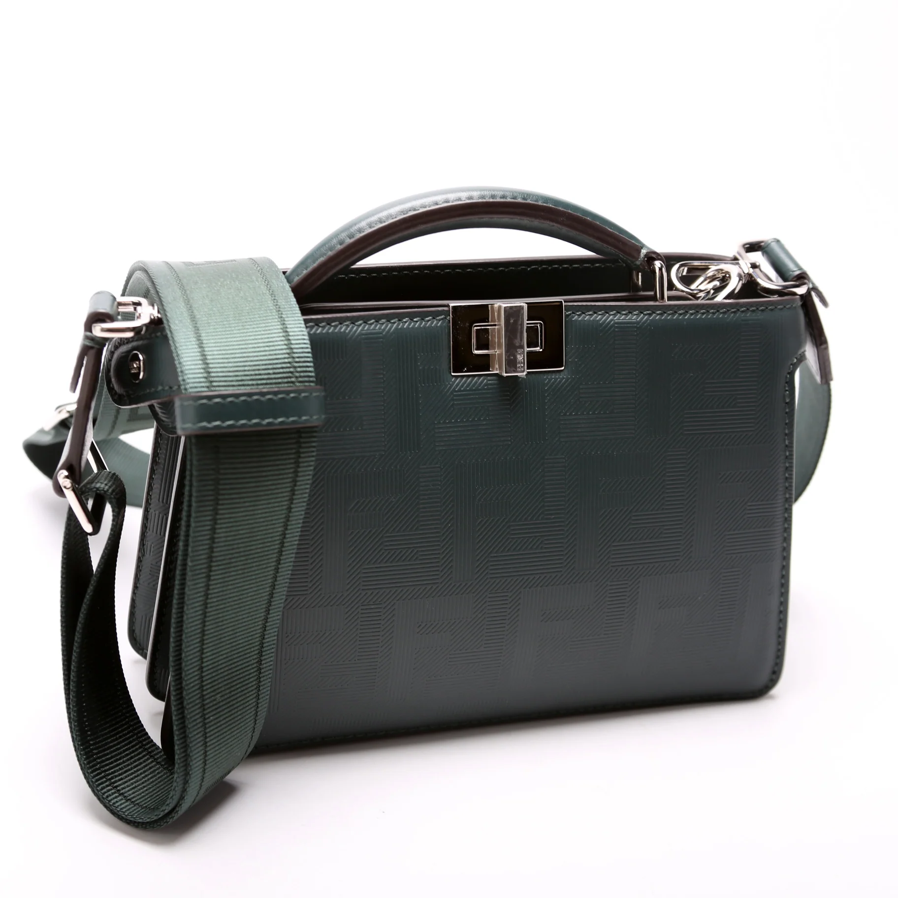 Fendi x Marc Jacobs FF Embossed Peekaboo Iseeu Crossbody 7VA582 Green - Image 2