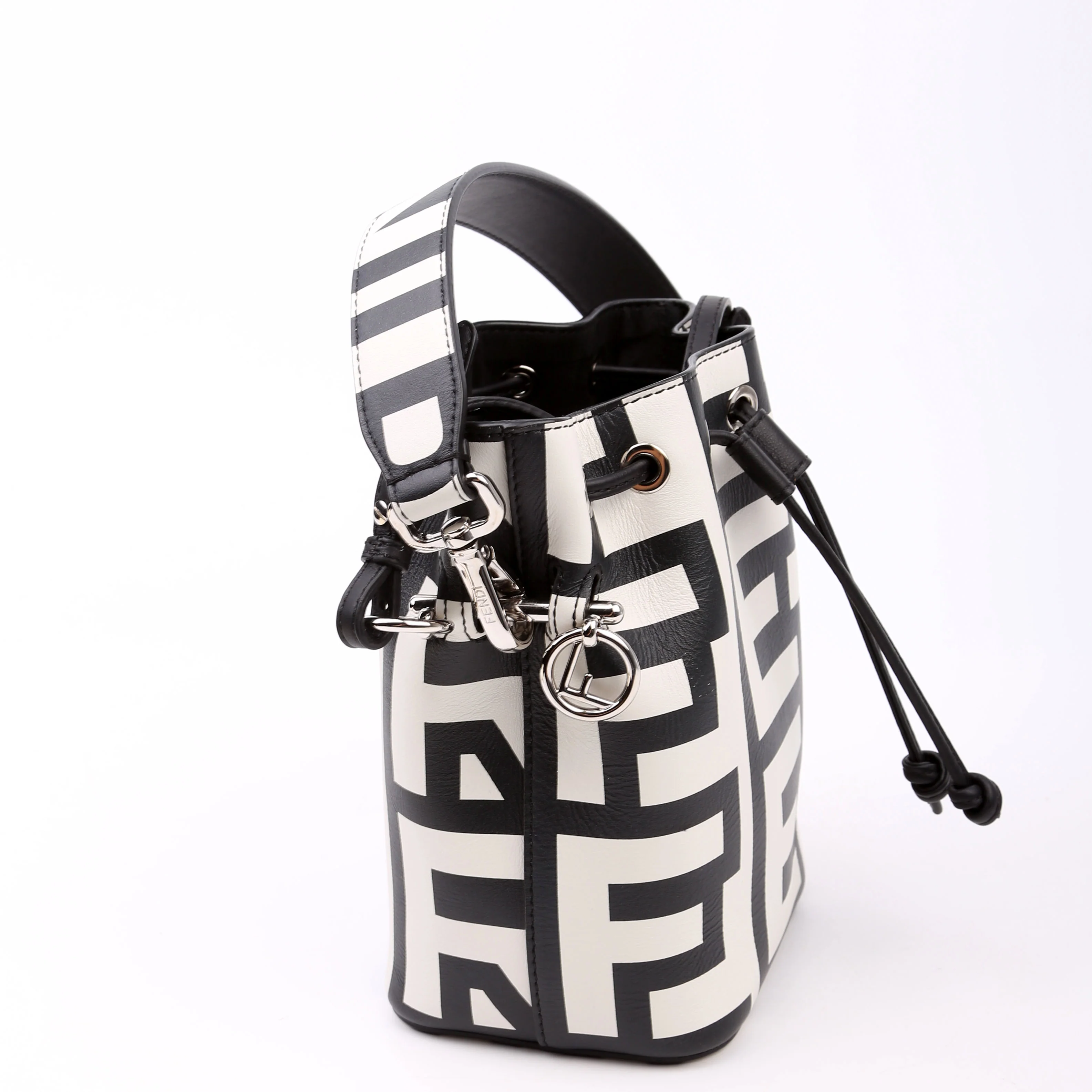 Fendi x Marc Jacobs Mon Tresor Mini Bucket Leather 8BS010 Black/White - Image 2