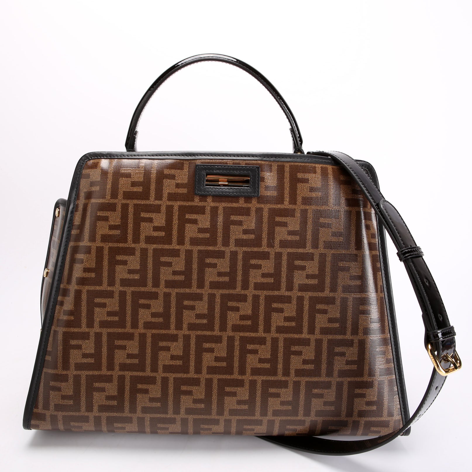 FF 1974 Peekaboo Medium Patent Icon Defender Black/Brown - Image 6