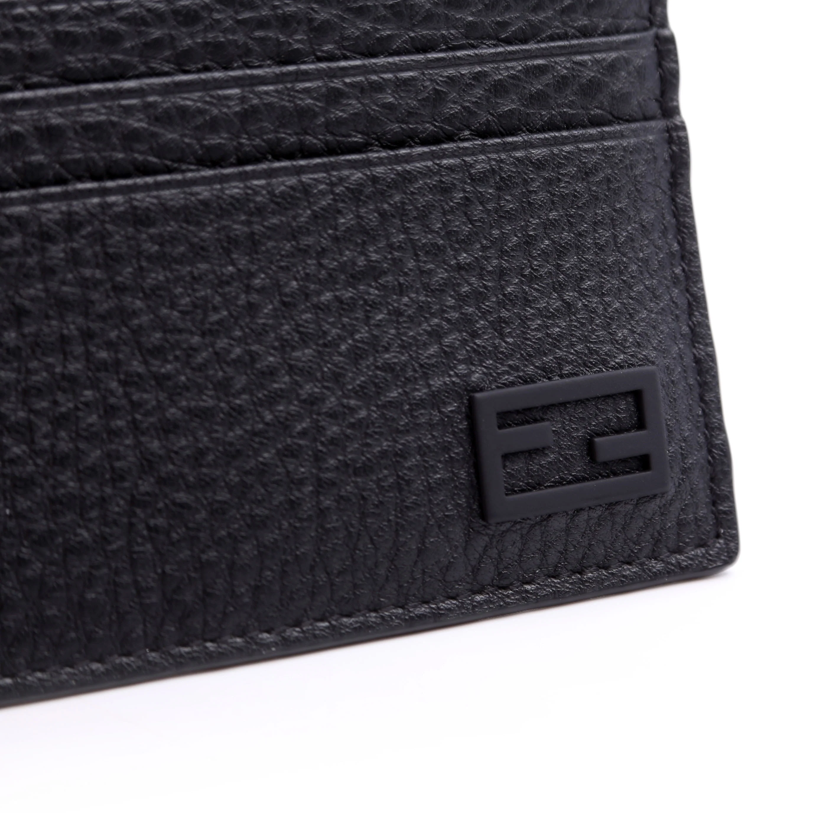 FF Grained Leather Baguette Card Holder Black - Image 10