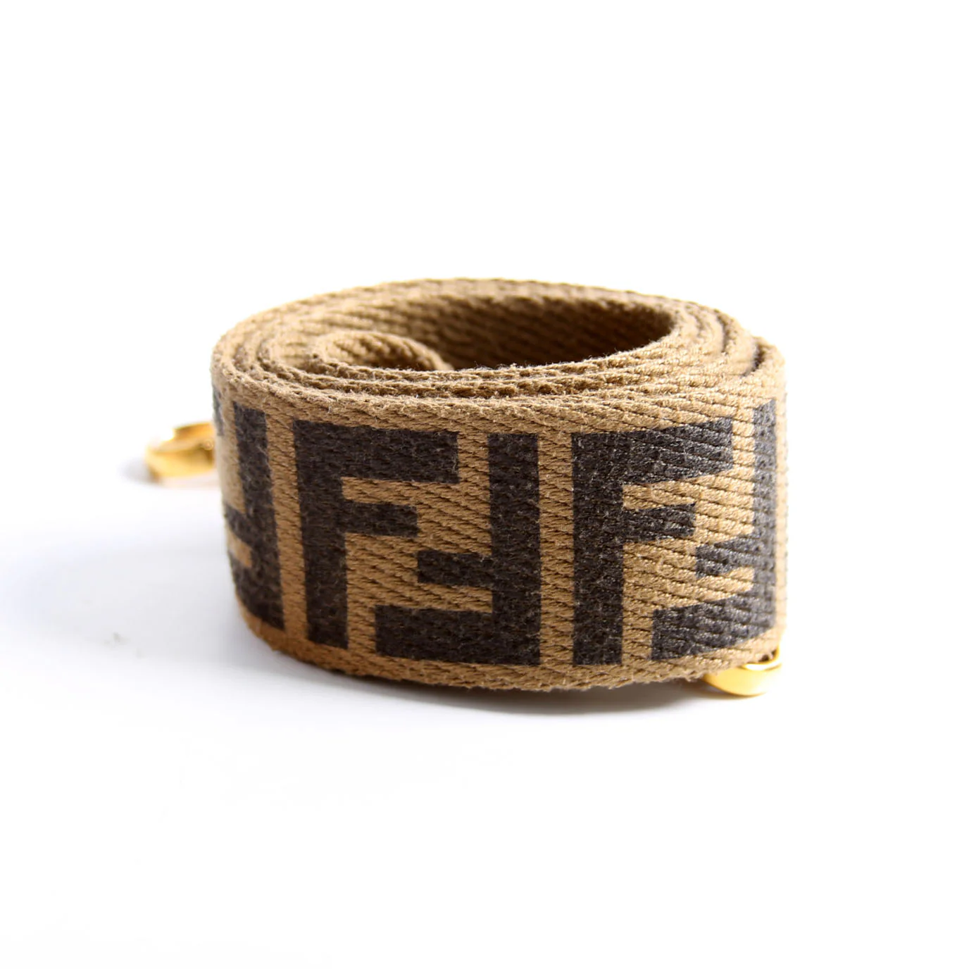 FF Jacquard Canvas Shoulder Non-Adjustable Strap Brown - Image 3