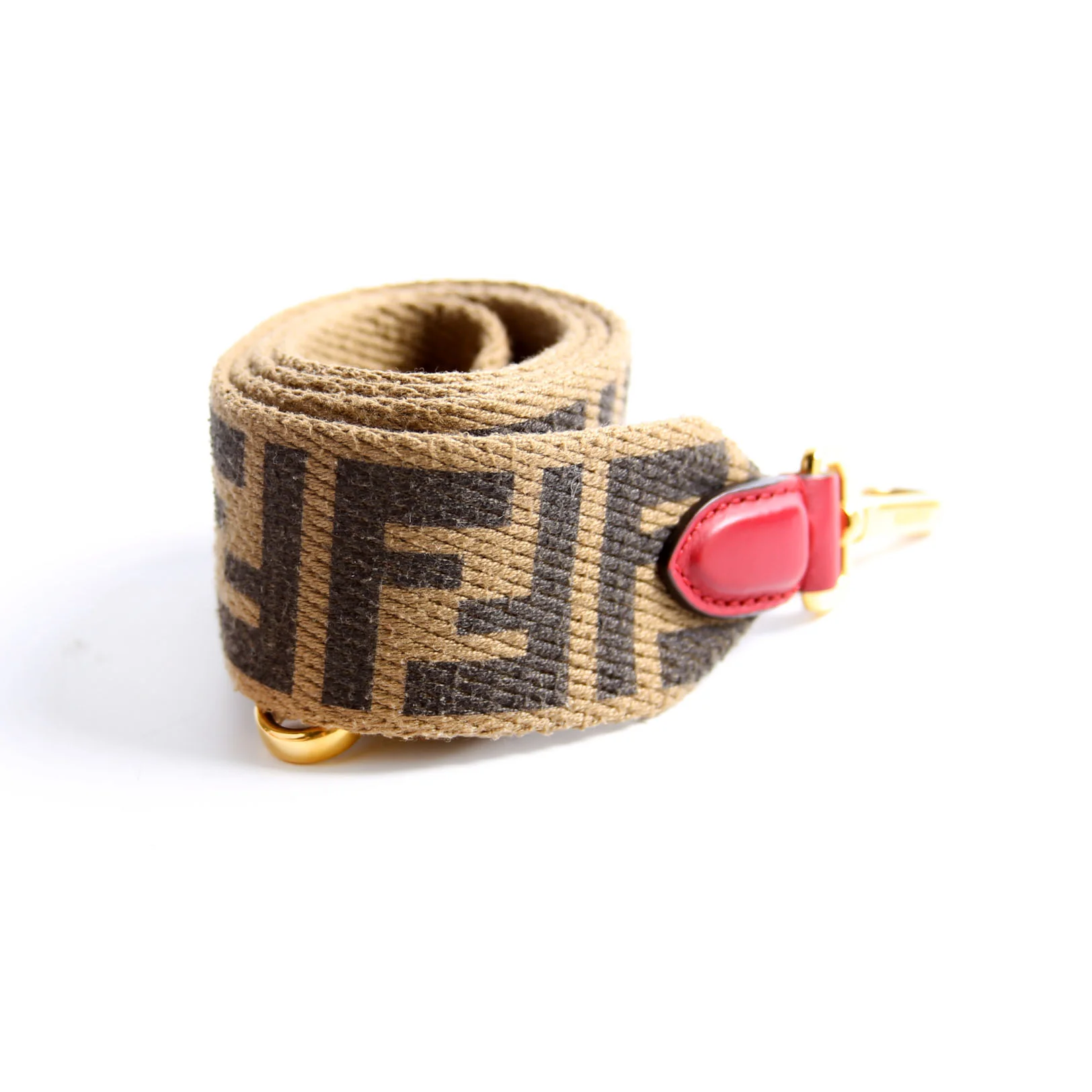 FF Jacquard Canvas Shoulder Non-Adjustable Strap Brown - Image 4