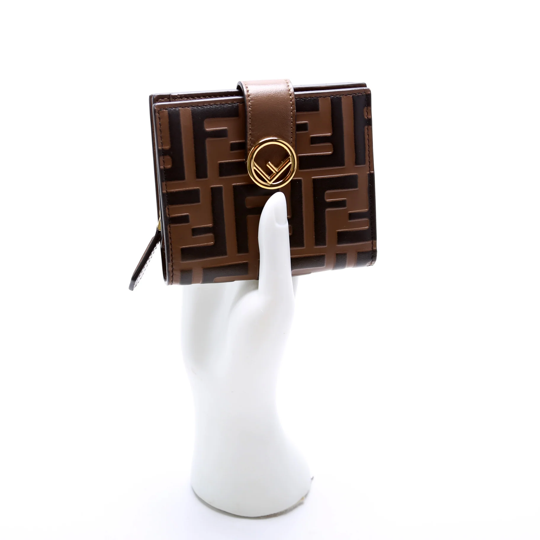 FF Leather Bifold Compact Wallet Brown - Image 8