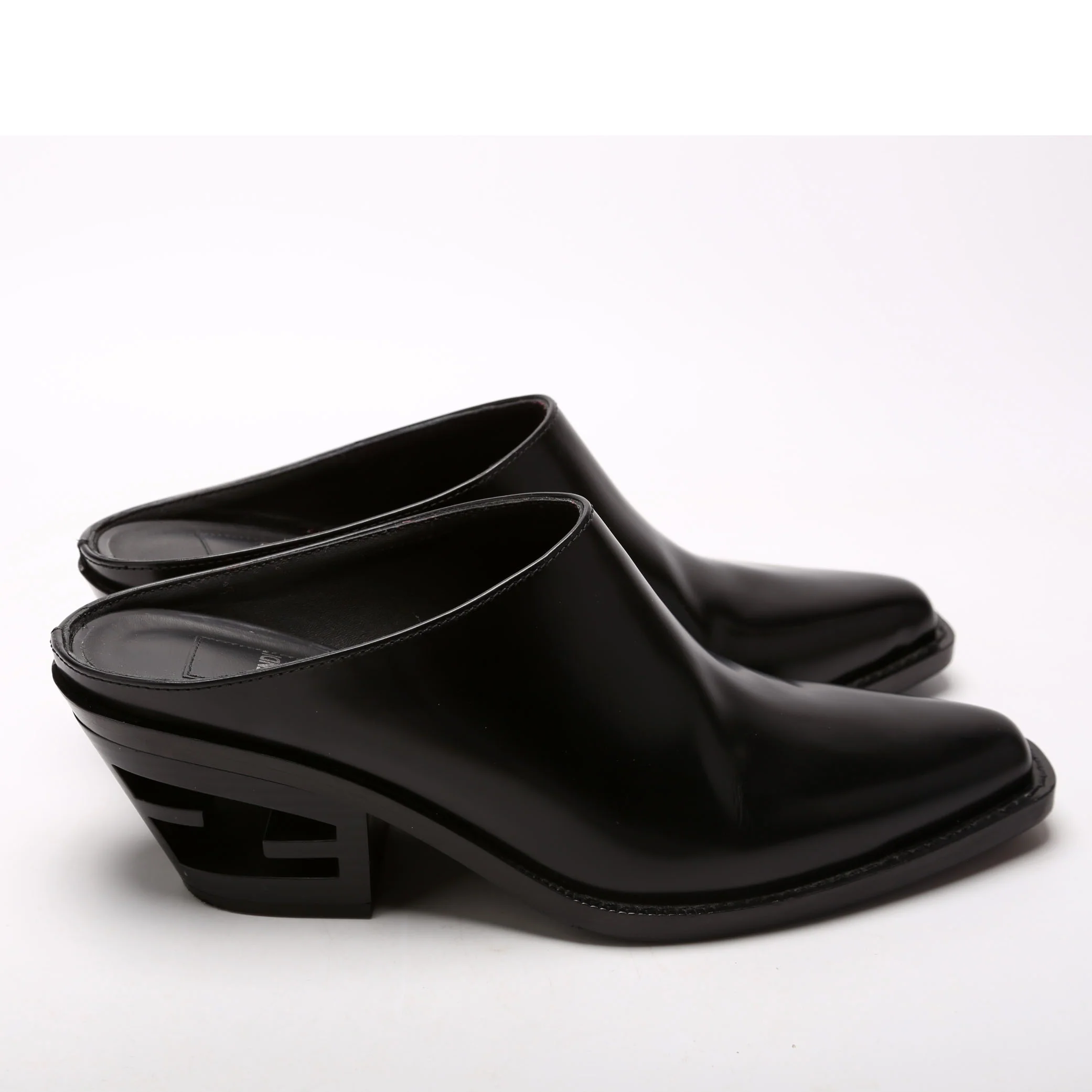 FF Leather Logo Mules Size 38 Black - Image 3