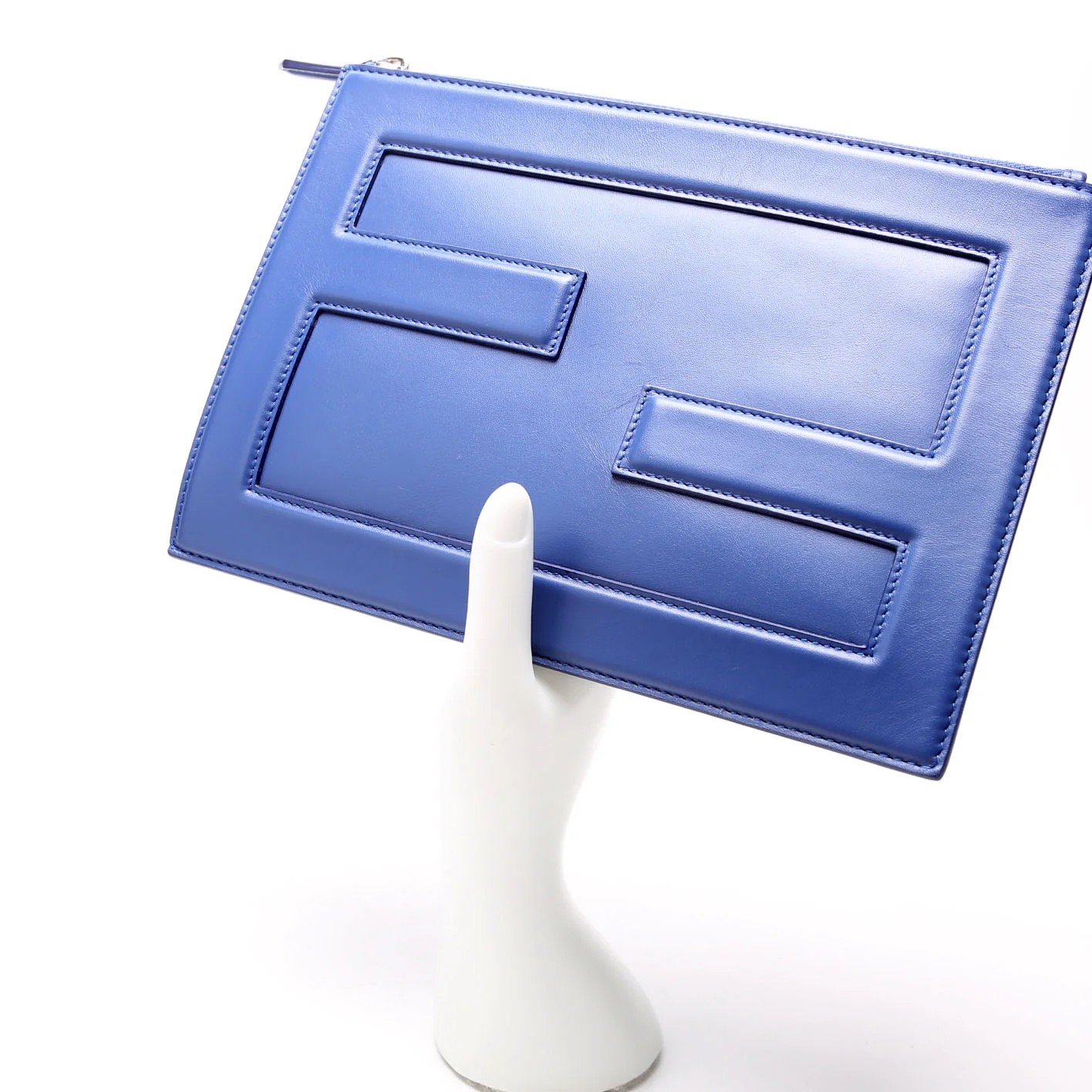 FF Logo Leather Clutch Blue - Image 8