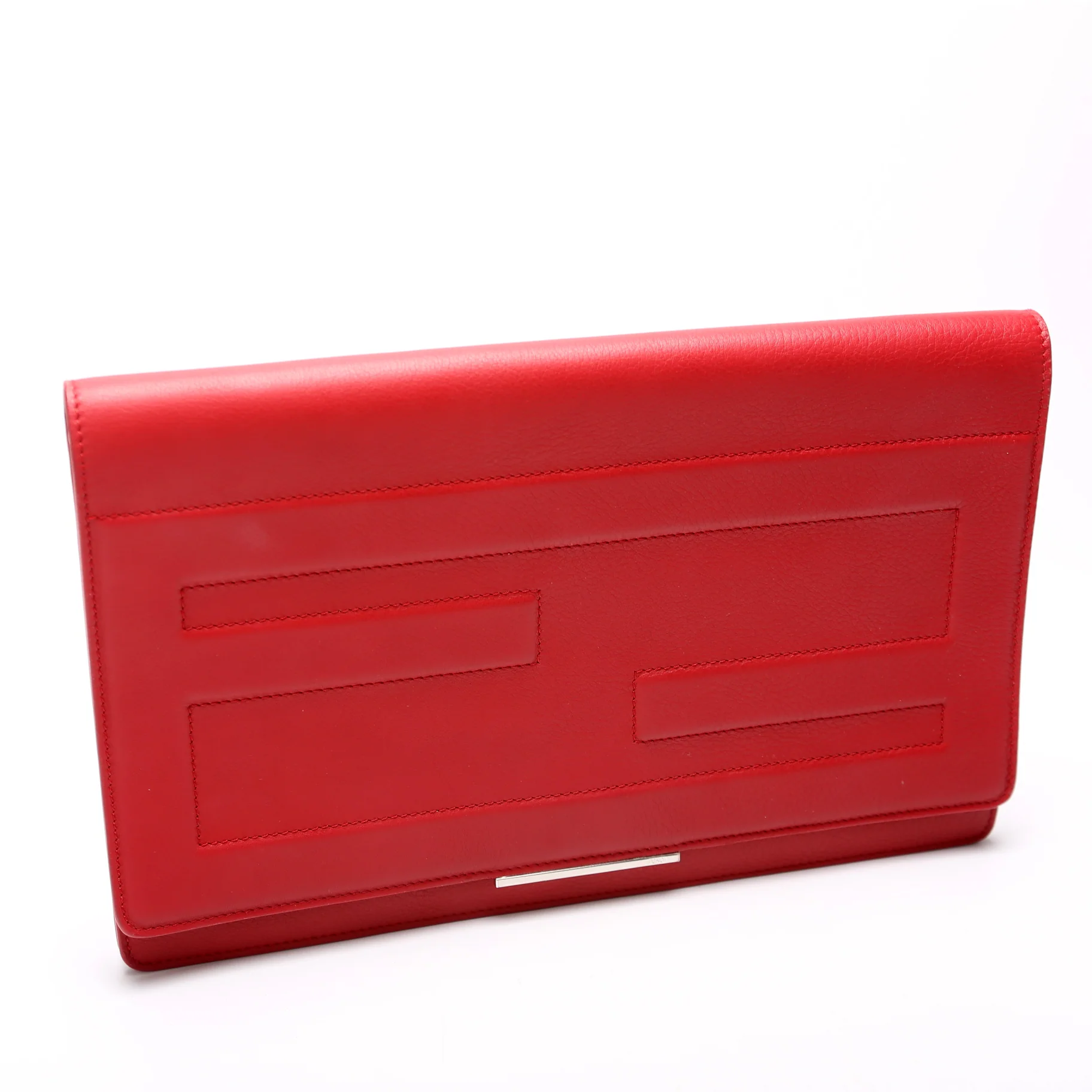 FF Logo Leather Fold Over Clutch Red - Image 2