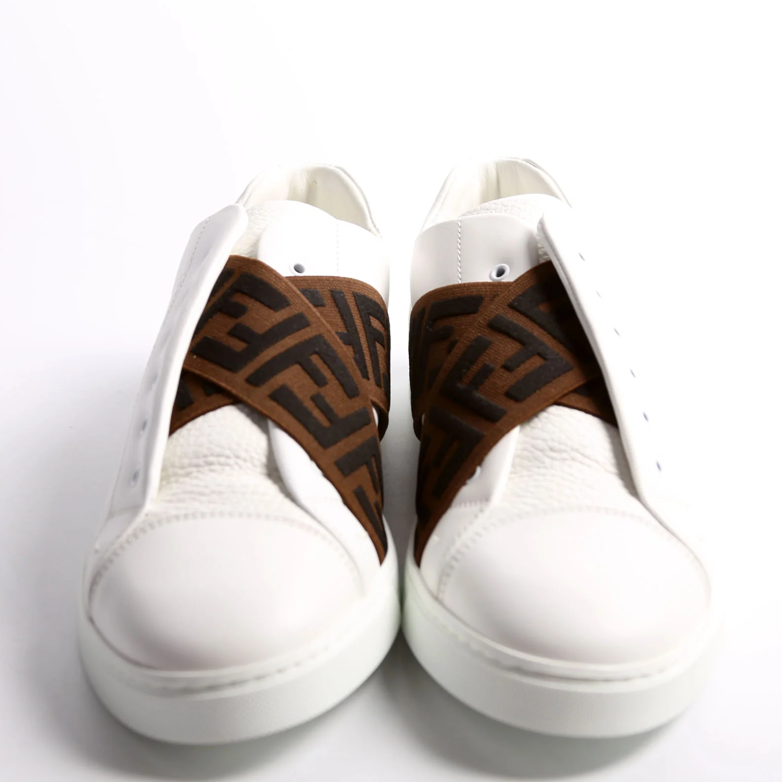 FF Logo Slip On Sneakers Size 40.5 (Mens Size 8) White/Brown/Black - Image 2