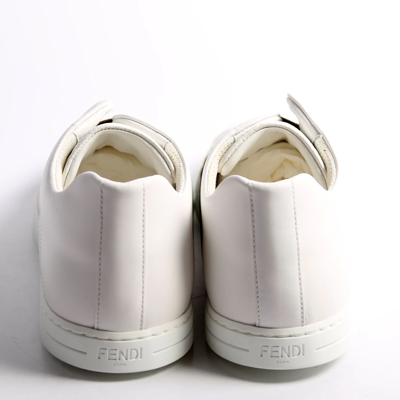 FF Logo Slip On Sneakers Size 40.5 (Mens Size 8) White/Brown/Black - Image 4