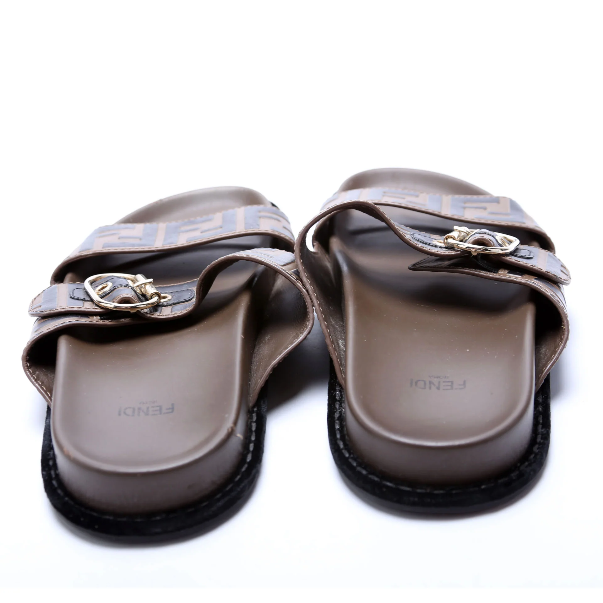 FF Logo Zucca Slides Size 37.5 Brown - Image 4