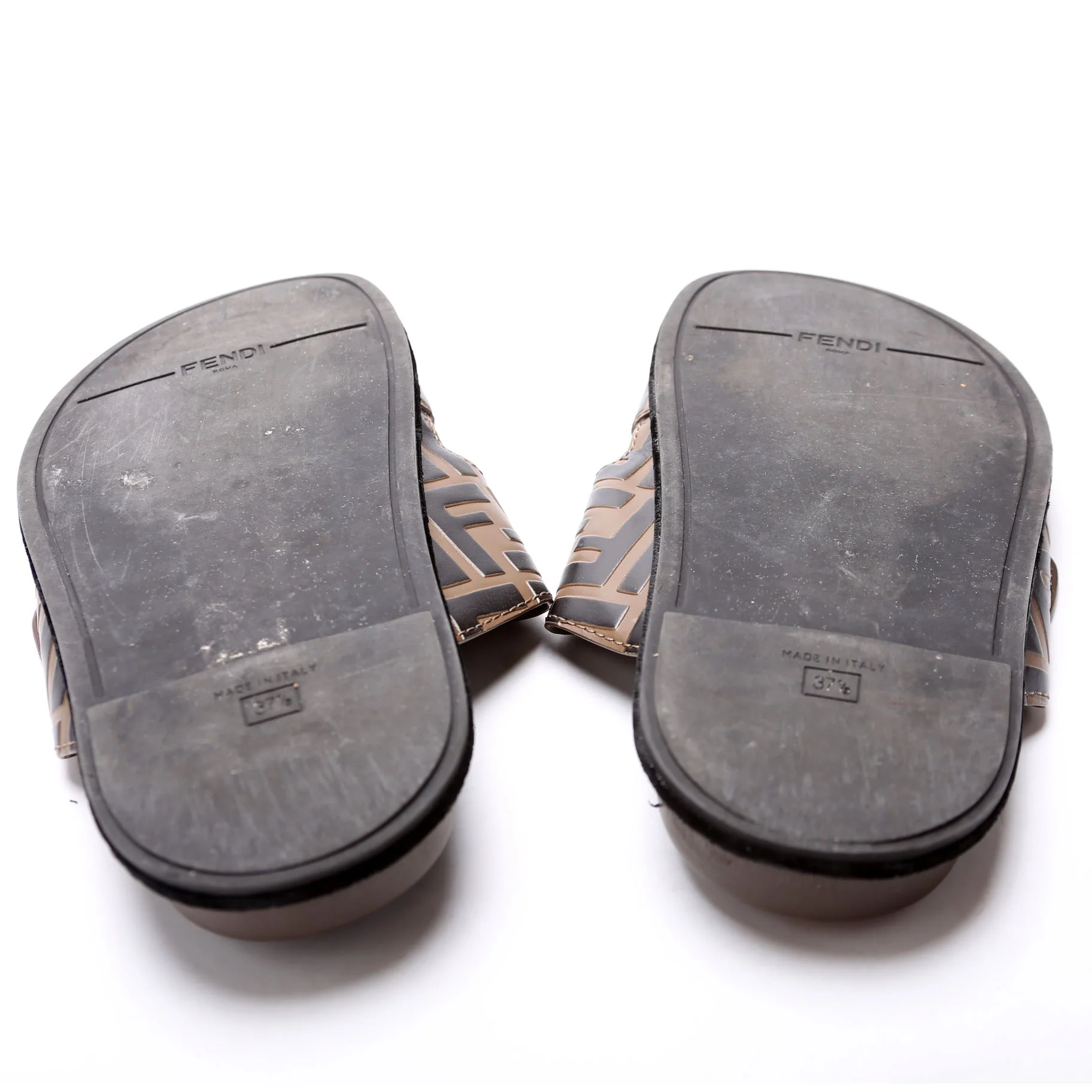 FF Logo Zucca Slides Size 37.5 Brown - Image 6