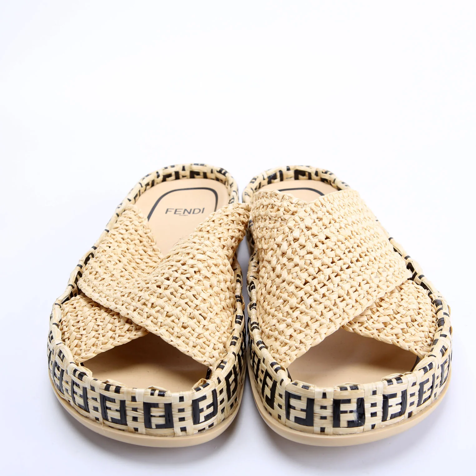 FF Reflections Raffia Slides Size 37 Tan - Image 2