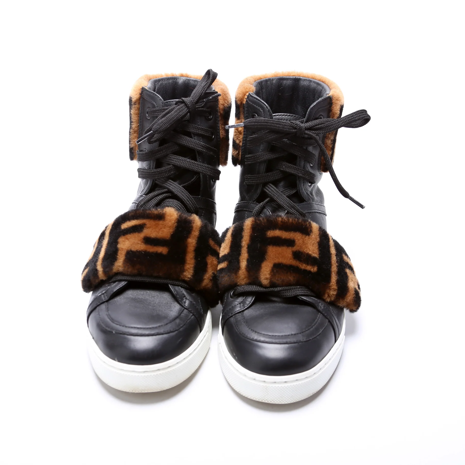 FF Shearling High Top Sneakers Size 37.5 - Image 2