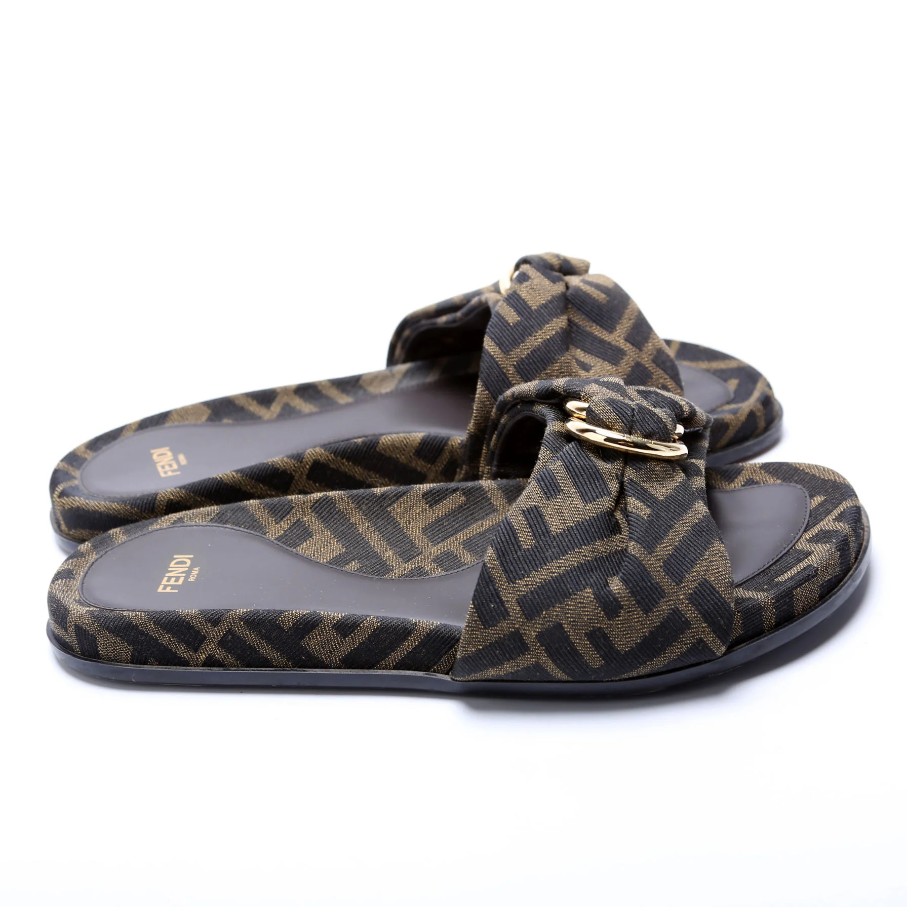 FF Zucca Knot Slides Size 36 Brown/Black - Image 3
