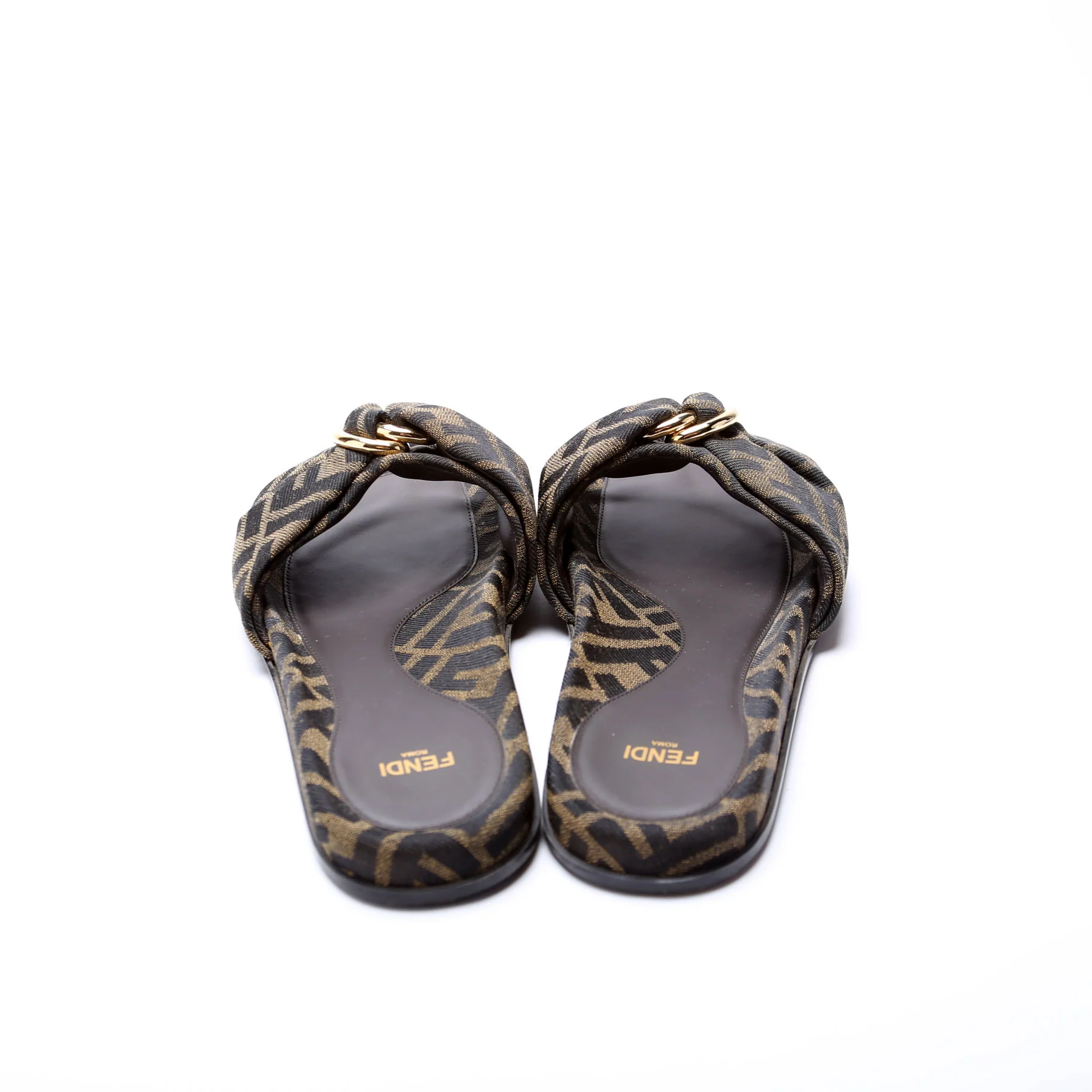 FF Zucca Knot Slides Size 36 Brown/Black - Image 4