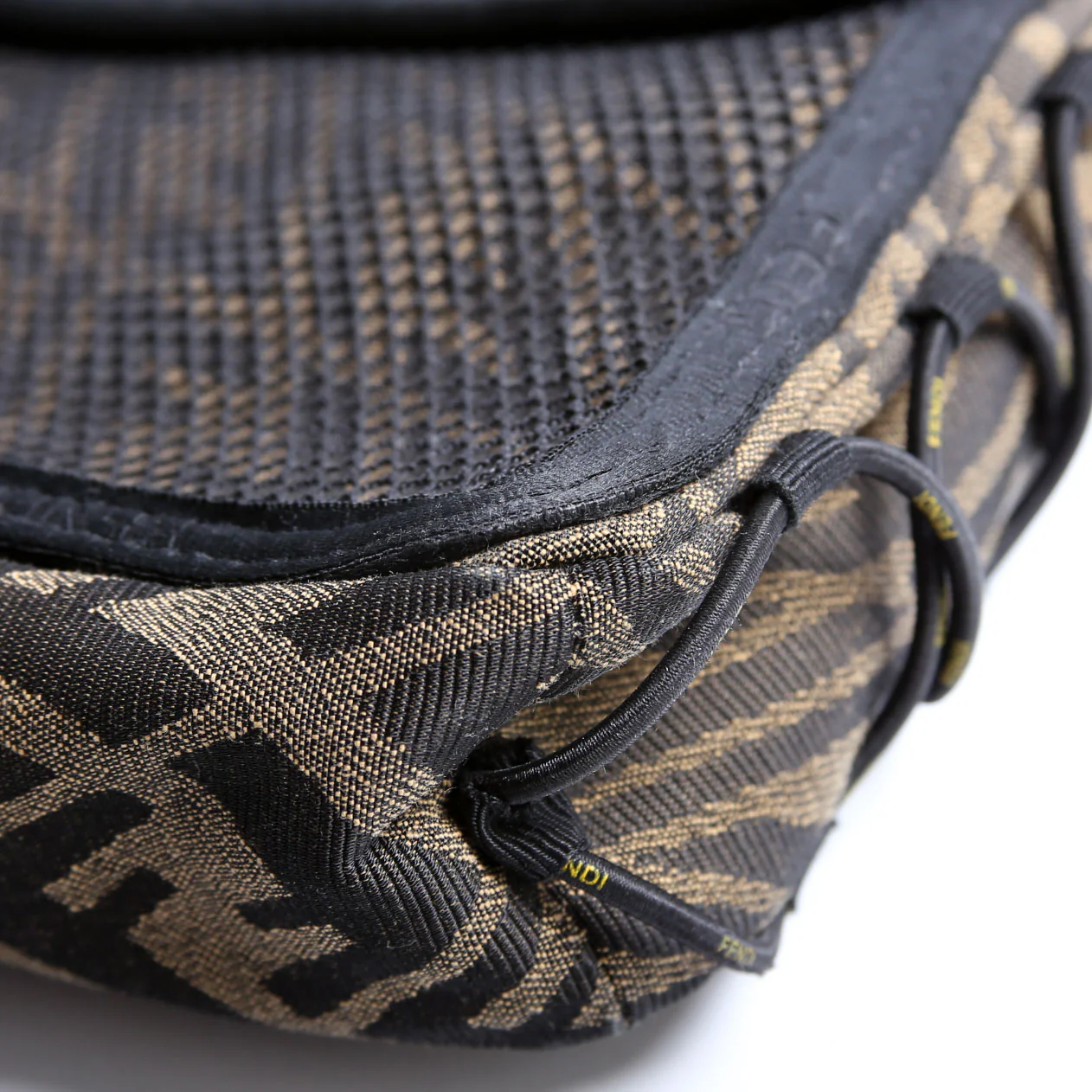 FF Zucca/Mesh Vertigo Baguette Satchel Large Black/Brown - Image 7