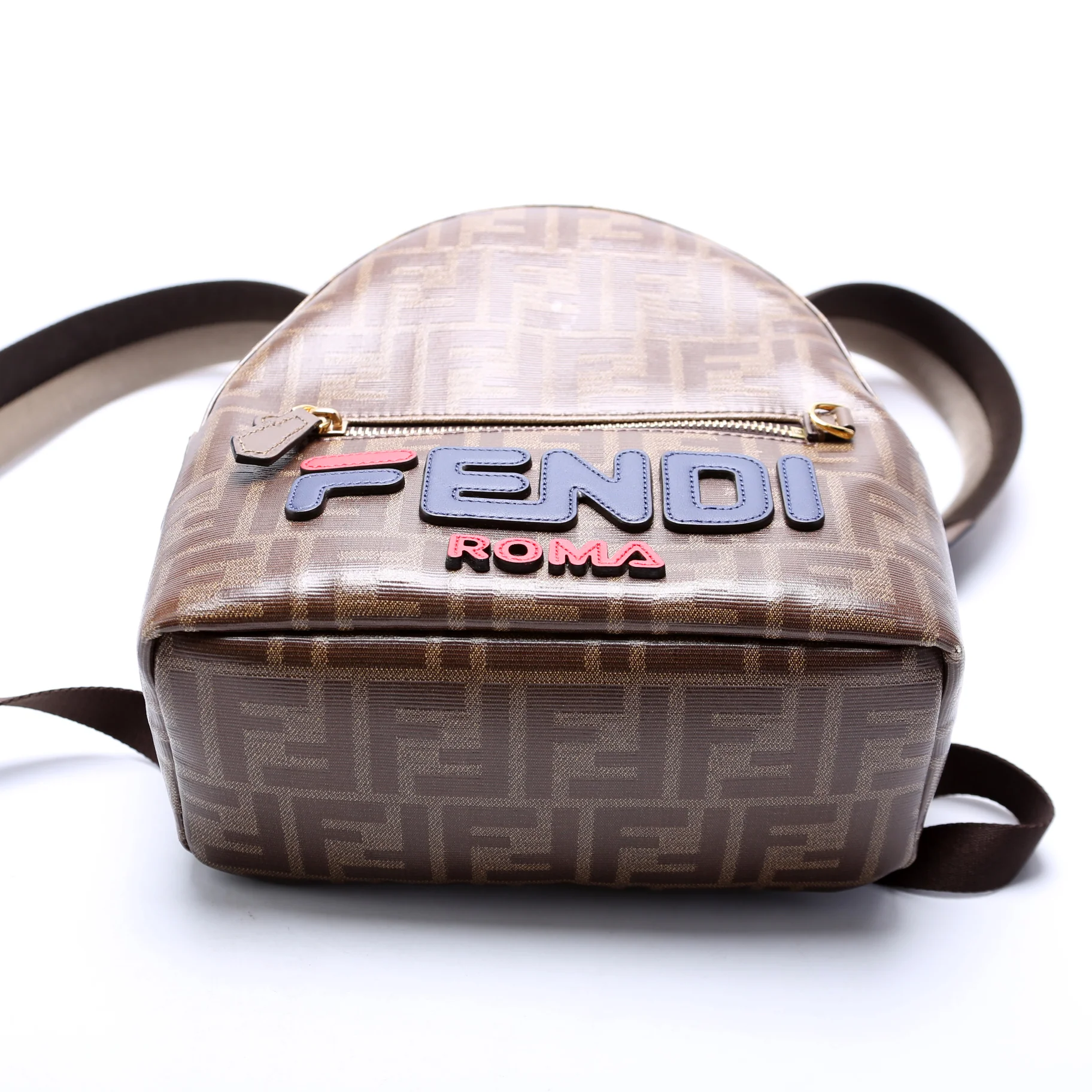 Fila FF Glazed Canvas Mini Backpack Brown - Image 4
