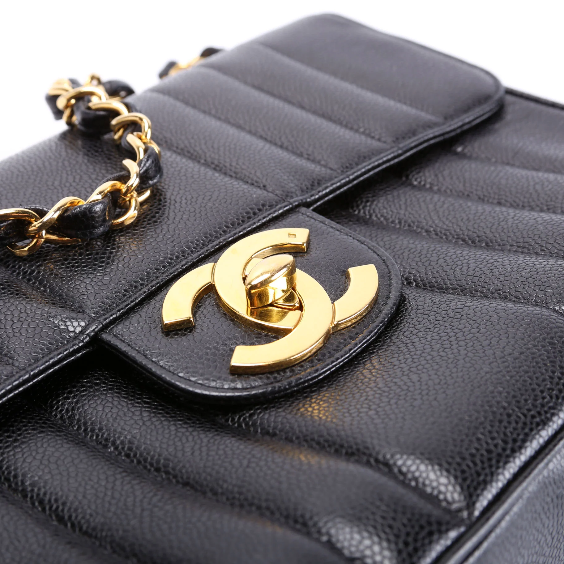 Flap Bag Vertical Quilted Caviar Jumbo 27M Black - Image 7