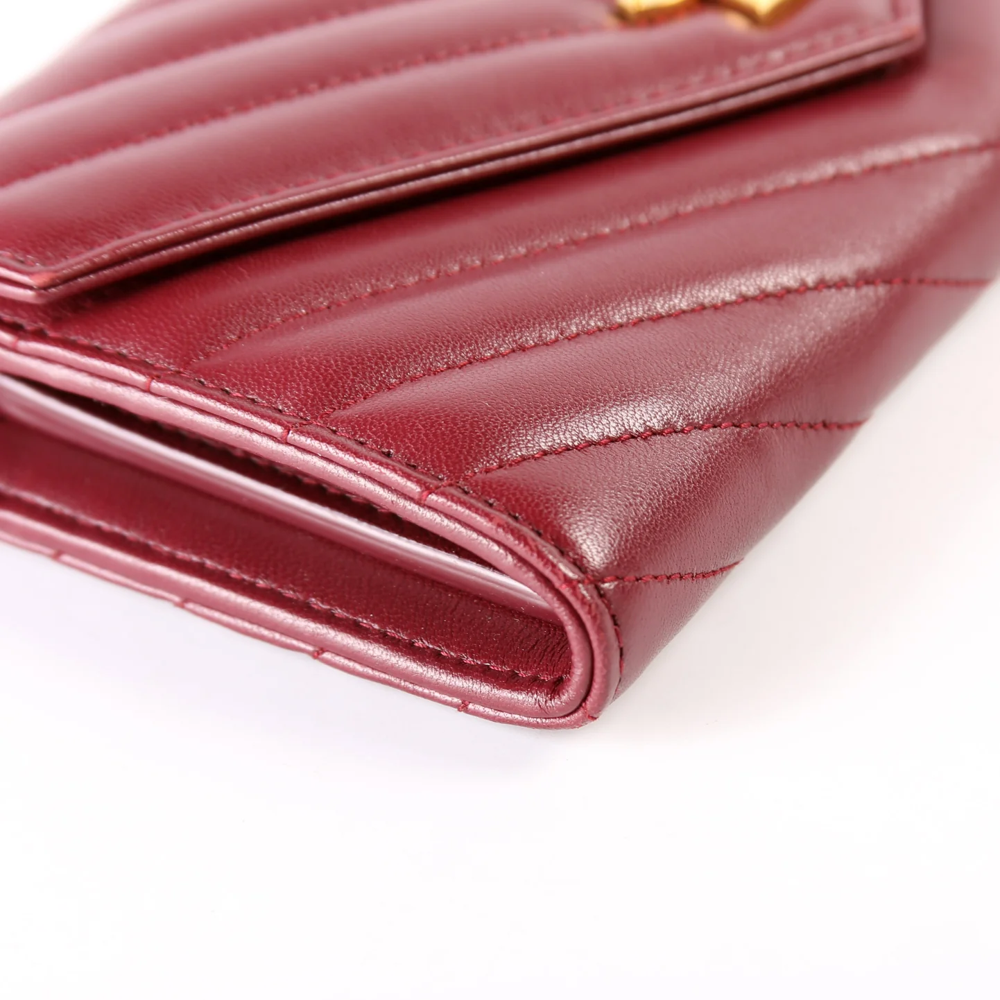 Flap Wallet Large Grain De Poudre 372264 Burgundy - Image 6