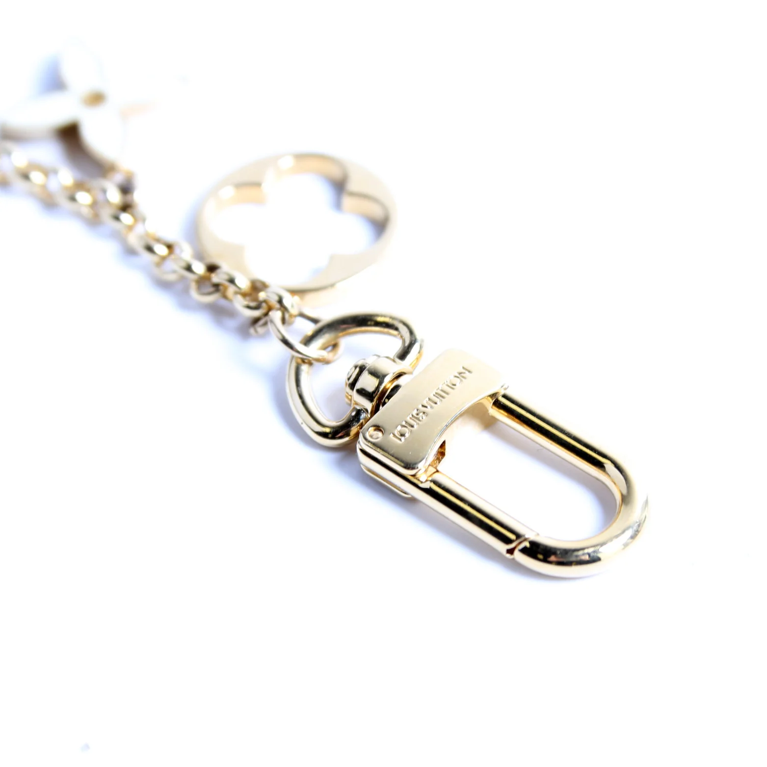Fleur De Monogram Bag Charm Chain Gold/Beige - Image 3