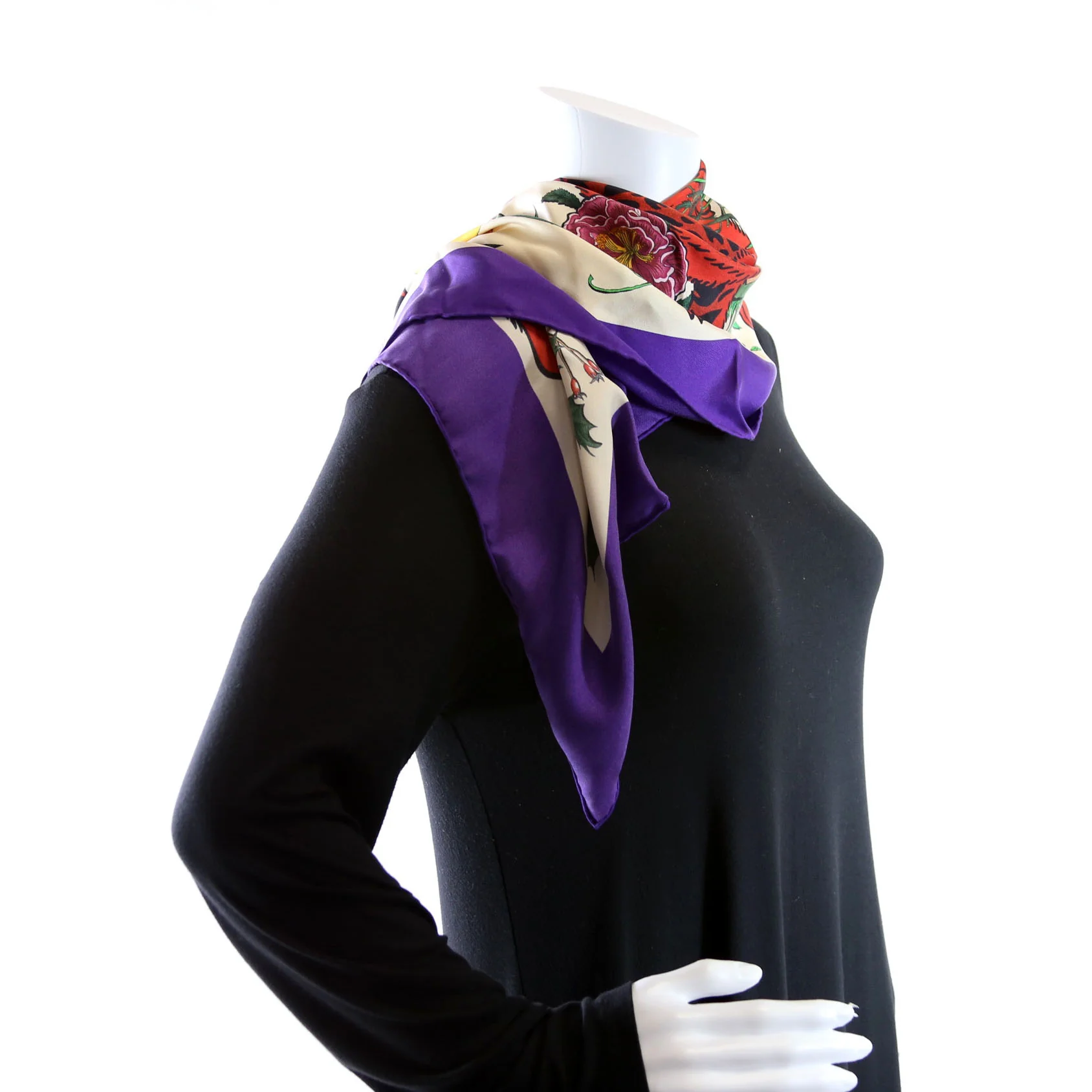 Flora Tiger Silk Scarf 90cm Multicolor - Image 5