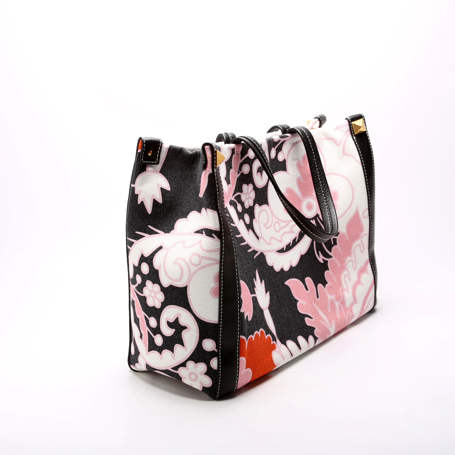 Floral Canvas/Calfskin Tote - Image 2