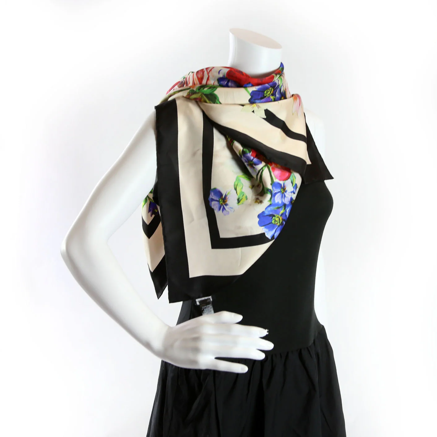 Floral Foulard Silk 90CM Scarf - Image 4