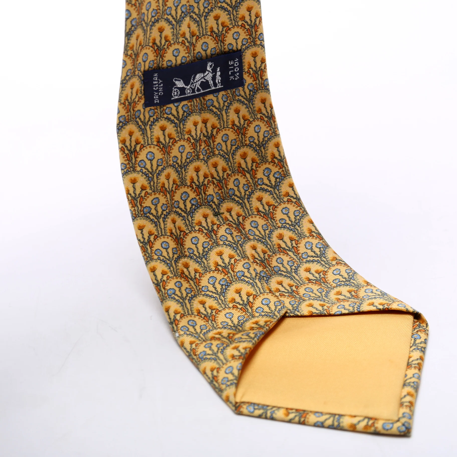 Floral Print Silk Tie Yellow/Blue - Image 4