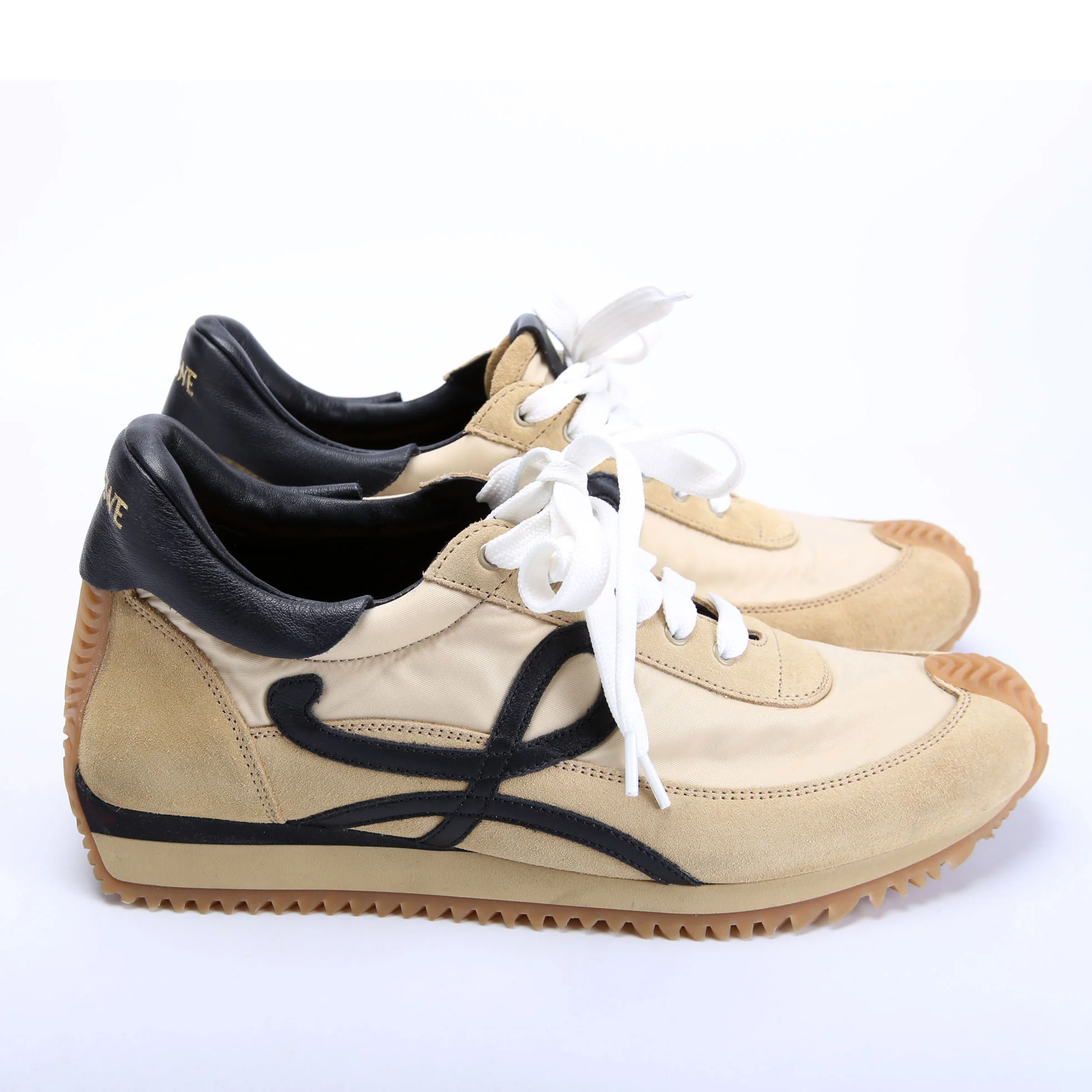 Flow Runner Mesh/Suede Sneakers Tan/Black Size 40 - Image 3