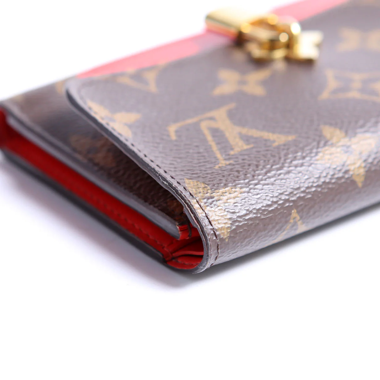 Flower Lock Compact Wallet Monogram Red - Image 8