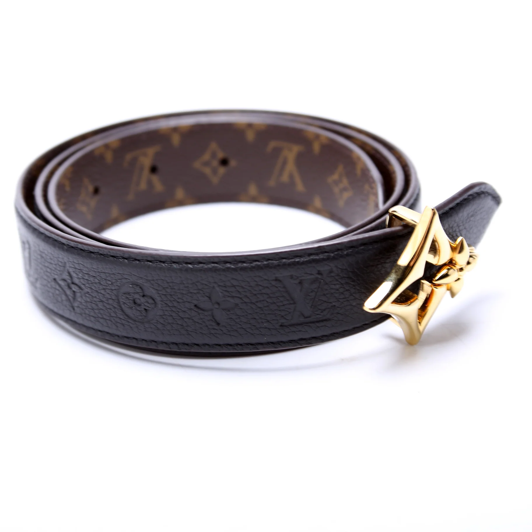 Flowergram 30MM Reversible Leather/Monogram Belt Size 90/36 Black/Brown - Image 2