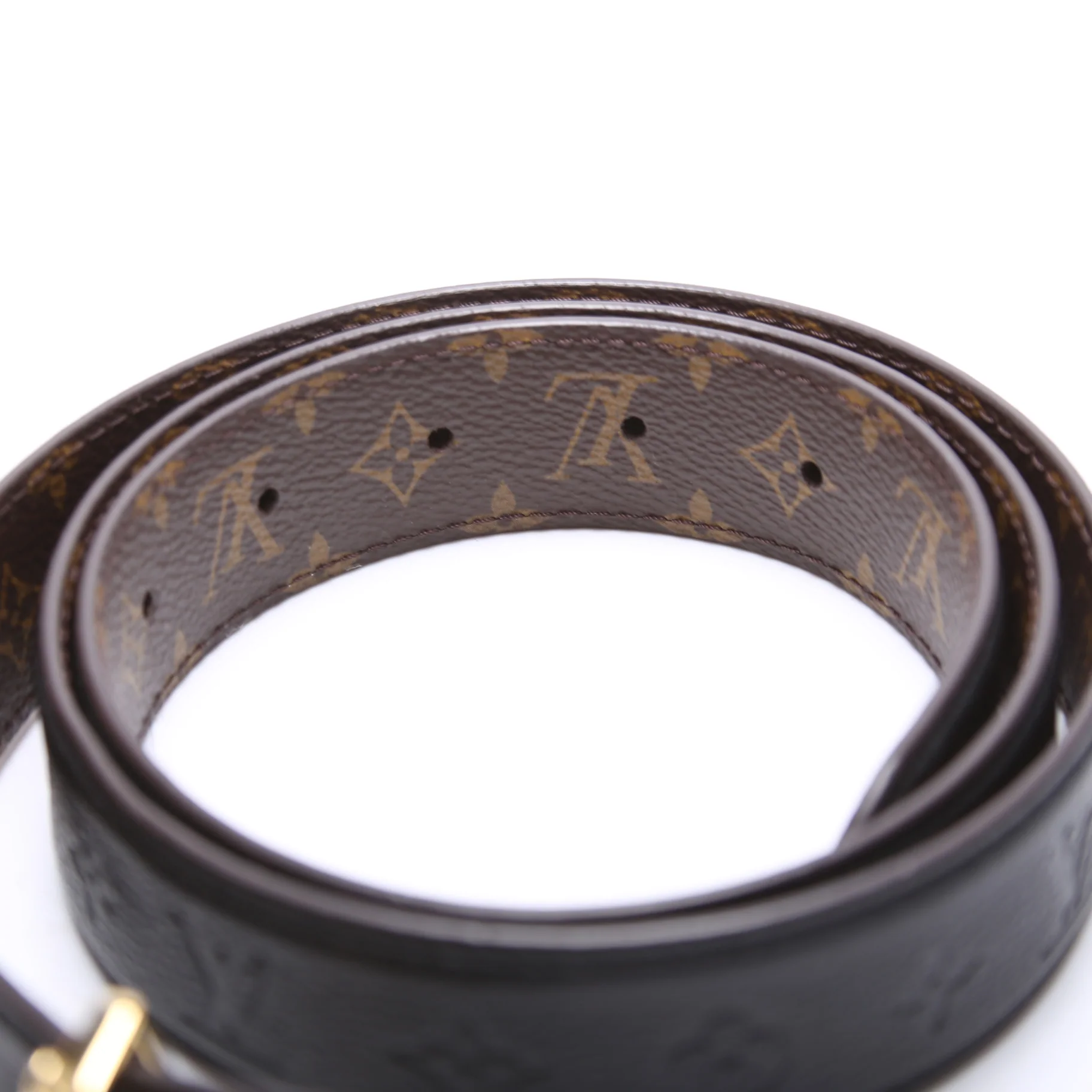 Flowergram 30MM Reversible Leather/Monogram Belt Size 90/36 Black/Brown - Image 3