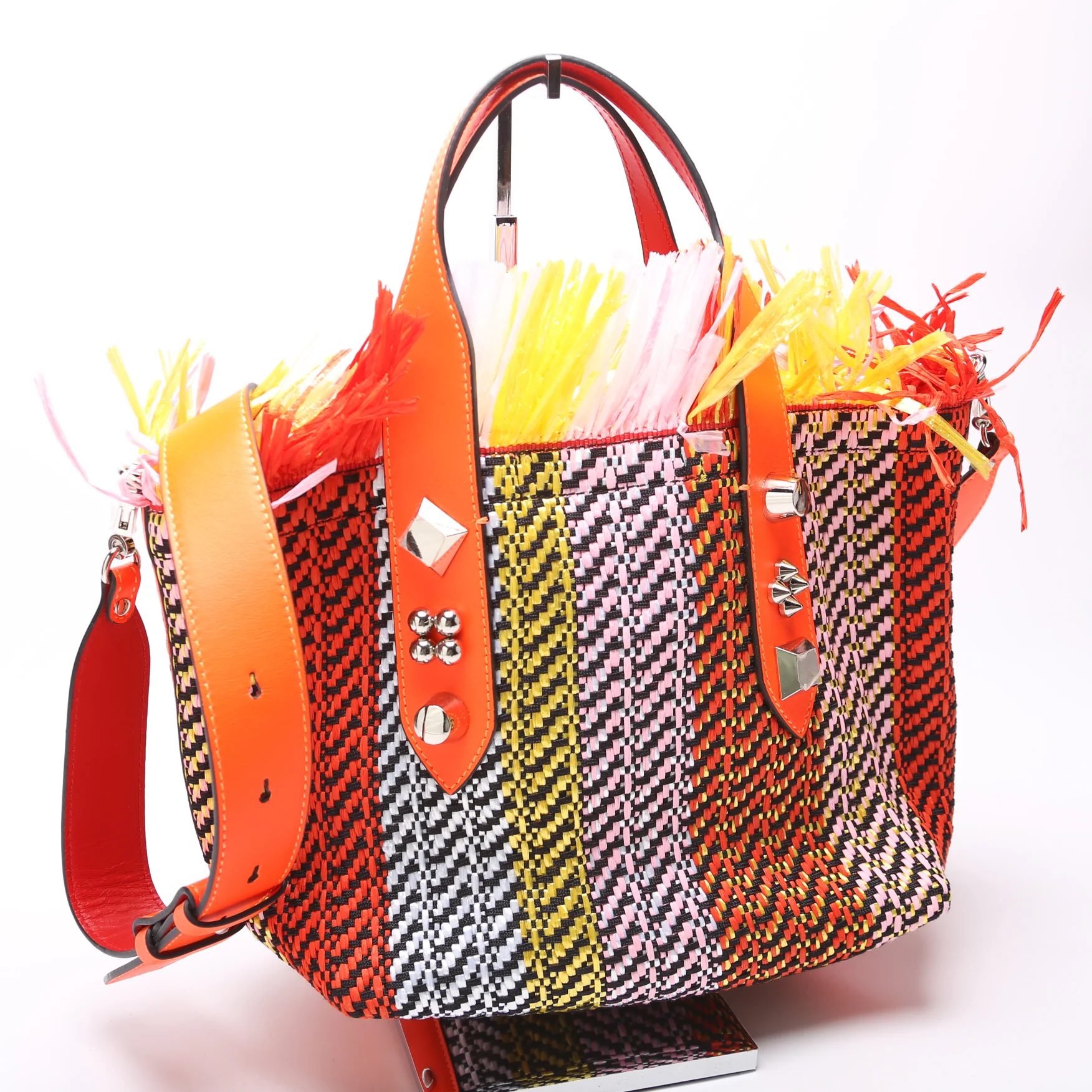 Frangibus Fringe Raffia Small Tote Multicolor - Image 2